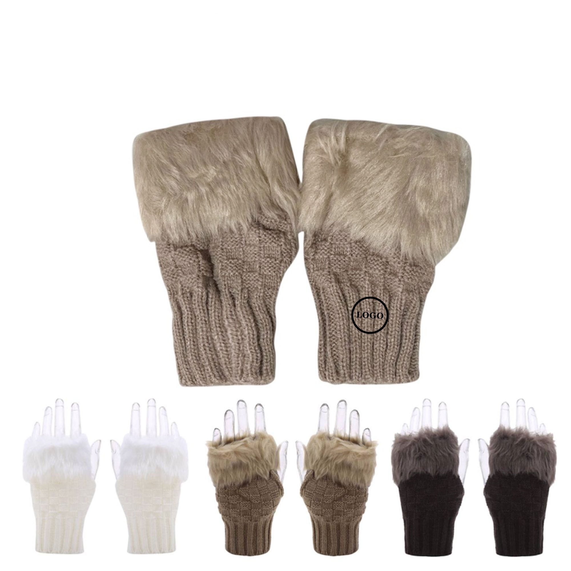 Stylish Faux Fur Knit Arm Warmers for Women 3