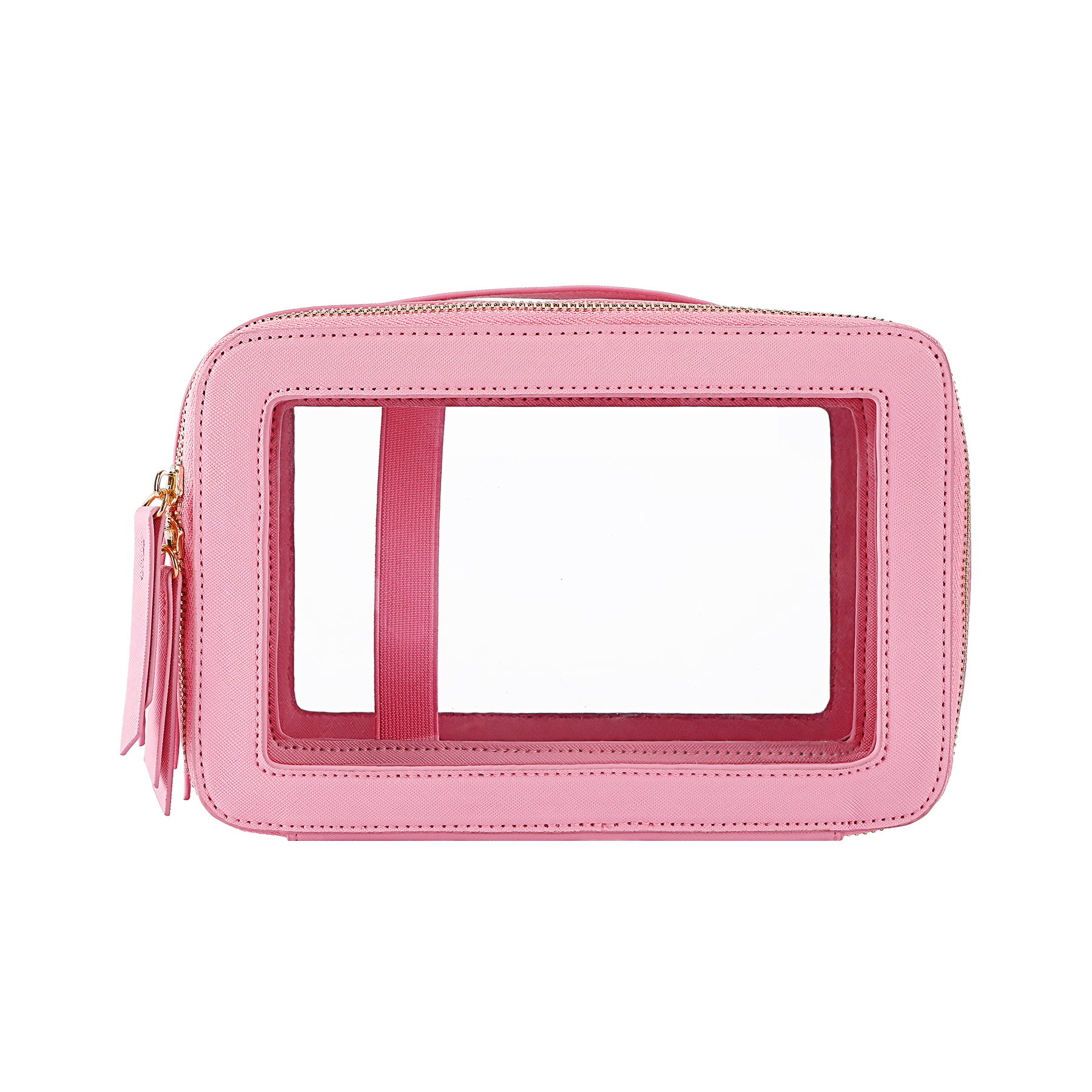 Two-Tier Clear Cosmetic And Toiletry Bag With PU Leather Trim 5