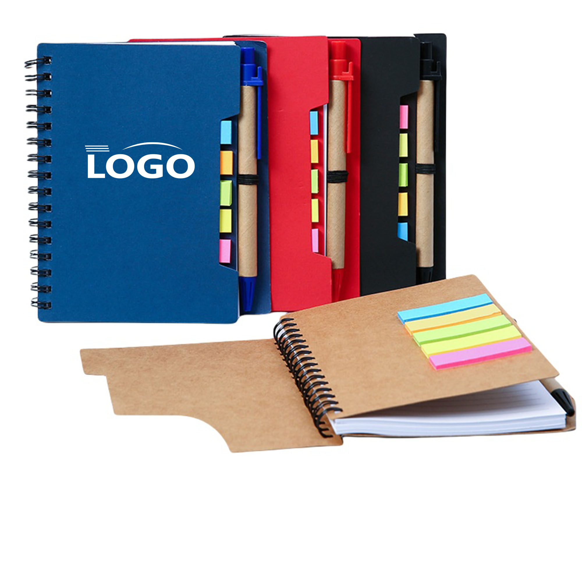 Spiral Notebook with Pen & Sticky Notes