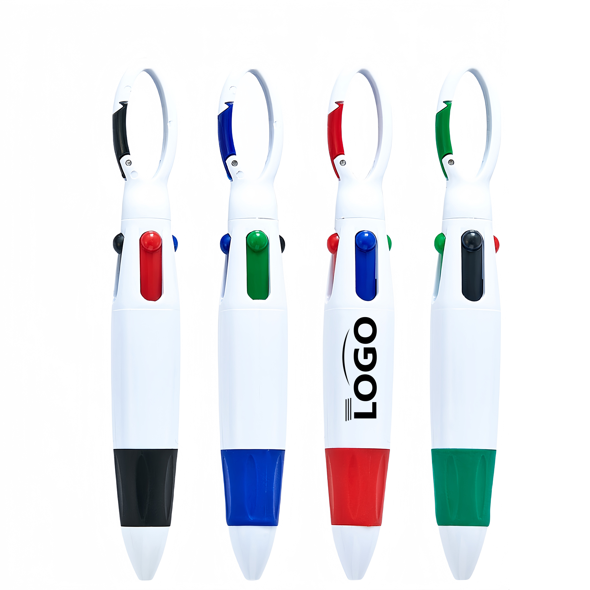 Four-color plastic mountaineering buckle click pen 1