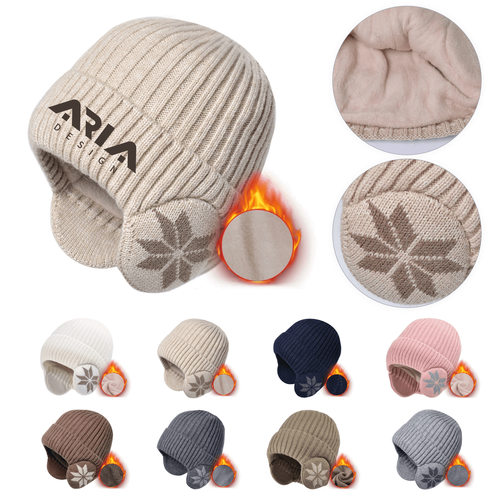 Warm Fleece Lined Knitted Ear Flap Beanie 5