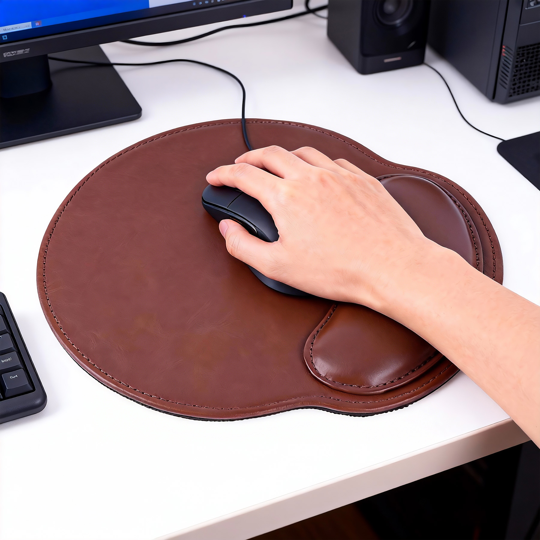 Ergonomic PU Leather Wrist Support Mouse Pad 3