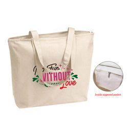 12 oz. Natural Heavy Cotton Canvas 25L Zippered Tote Bag_R109NBT