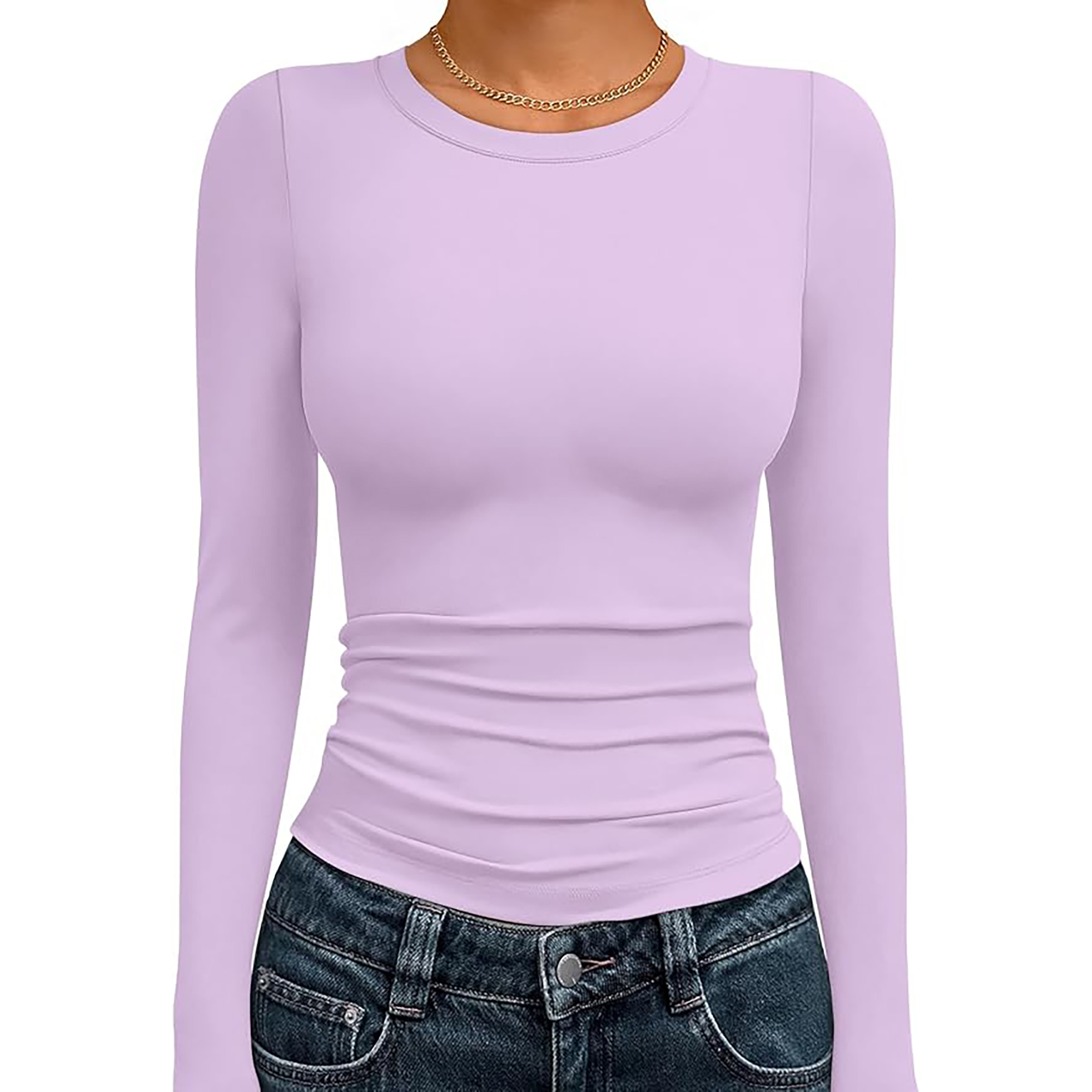 Women's Basic Round Neck Crop Top 93