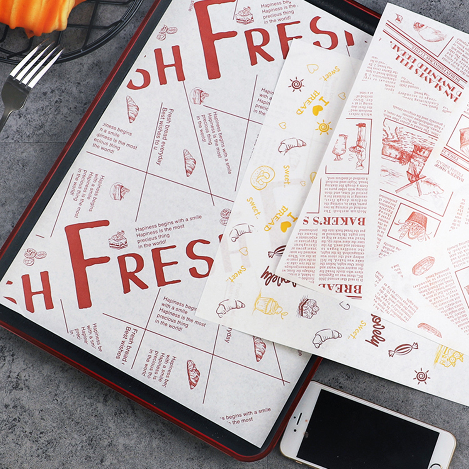Customized Food Hamburger Wrapper Paper Basket Liners Wrapping Tissue 14