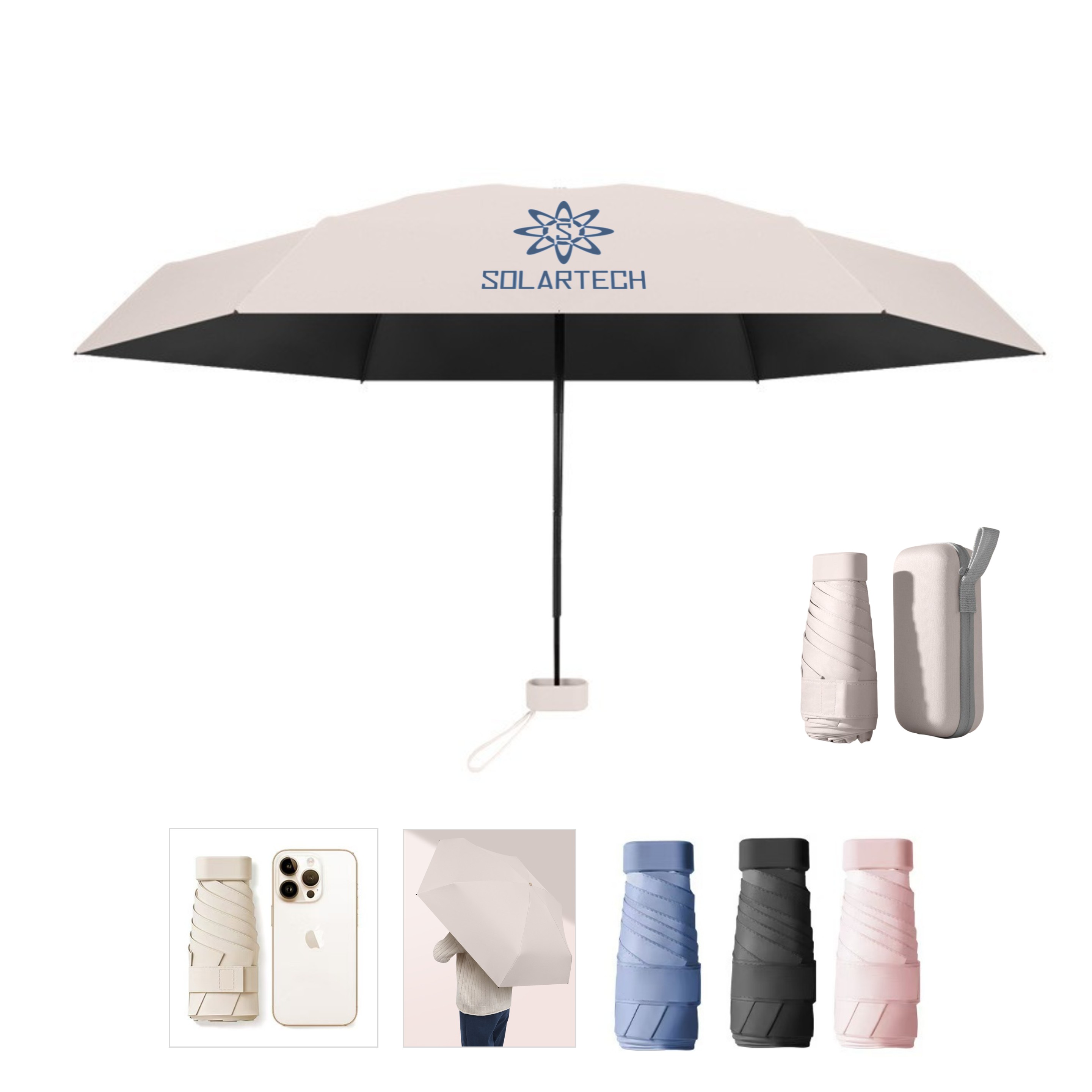 Mini Folding Travel Umbrella with Case - Ocean