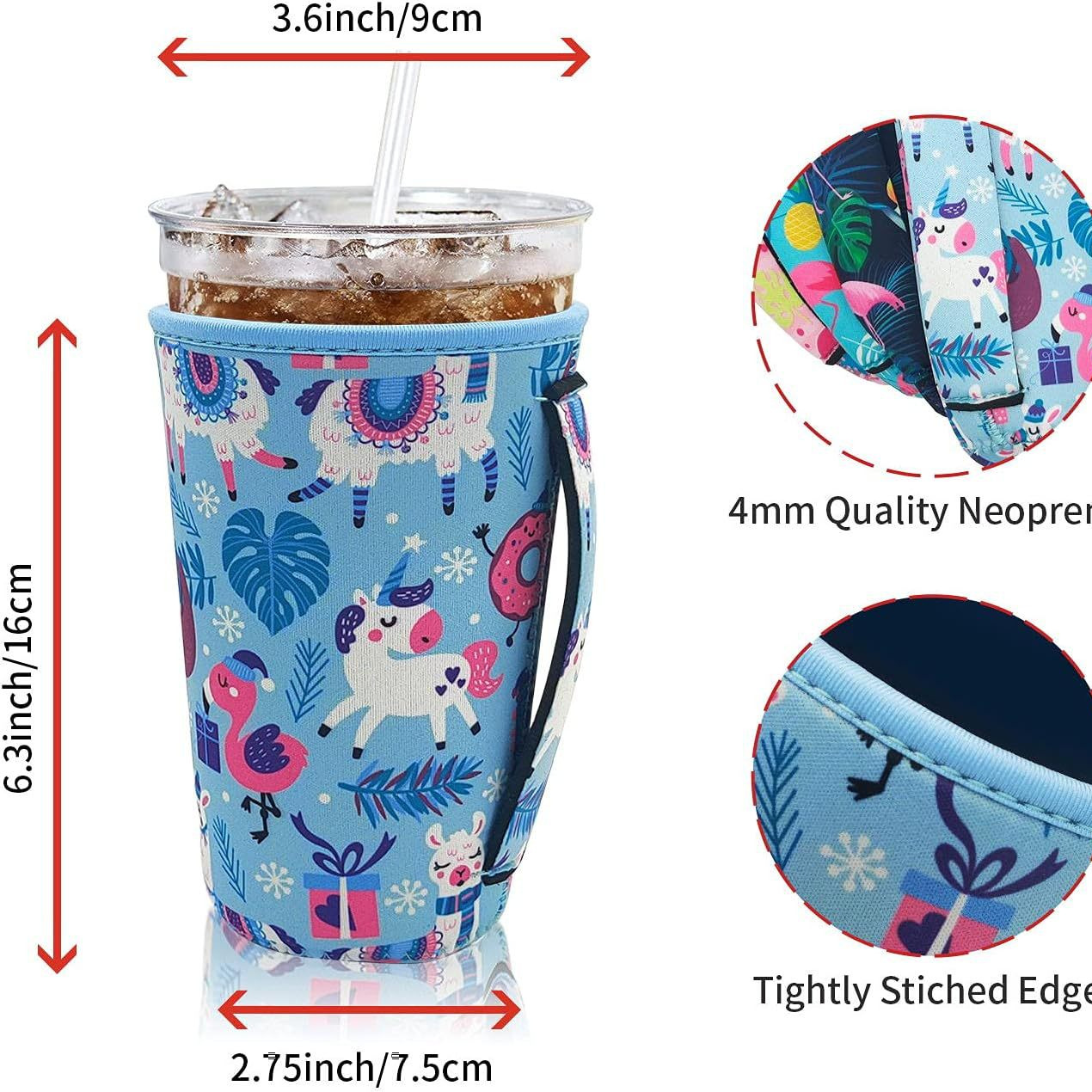 Full Color Coffee Neoprene Sleeve With Handle22-24oz