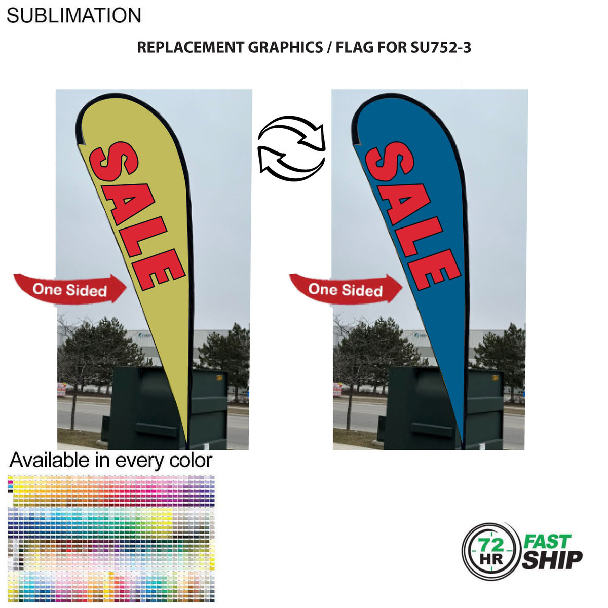 fiel 72Hr Fast Ship - Replacement Flag for 13.5' Large Tear Drop Flag Kit Full Color Graphics One Side #SU852-7