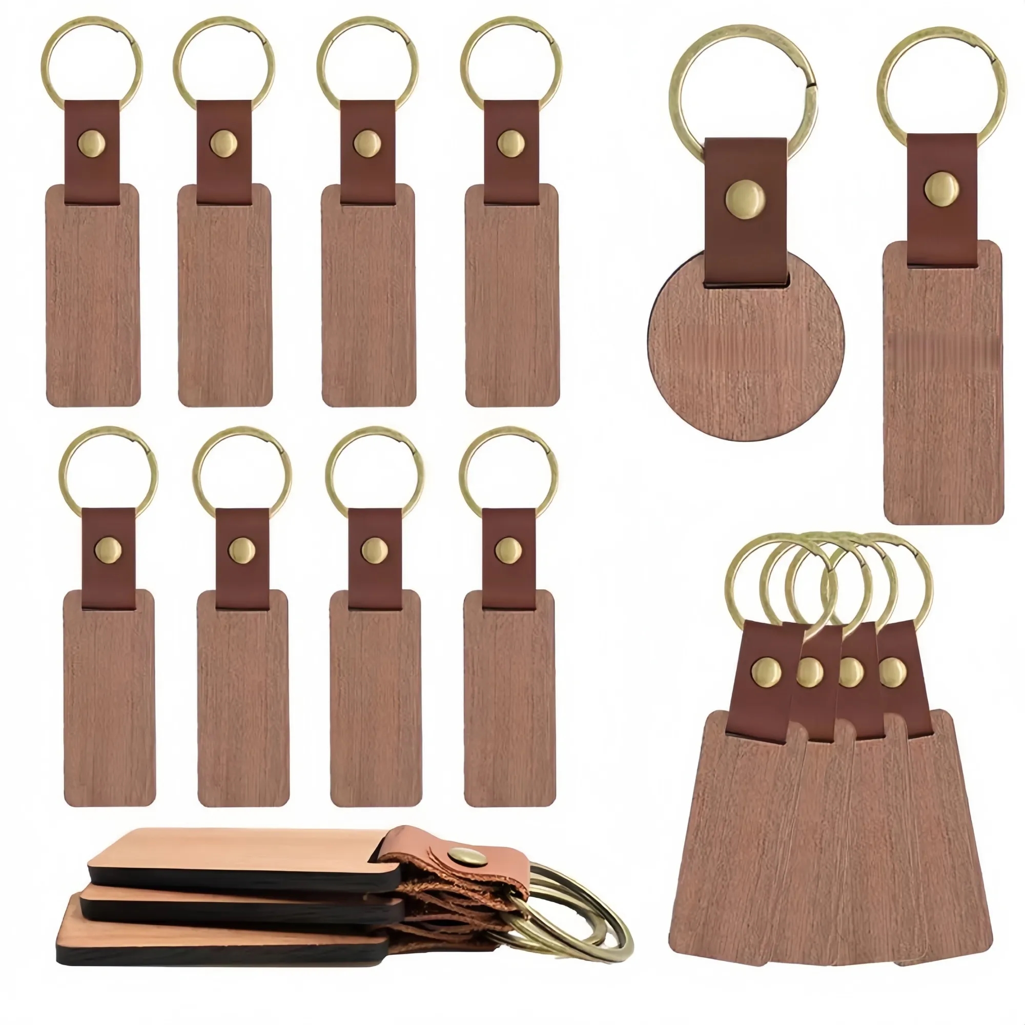 Personalized Wood Keychain Blanks DIY Engraving Up 12