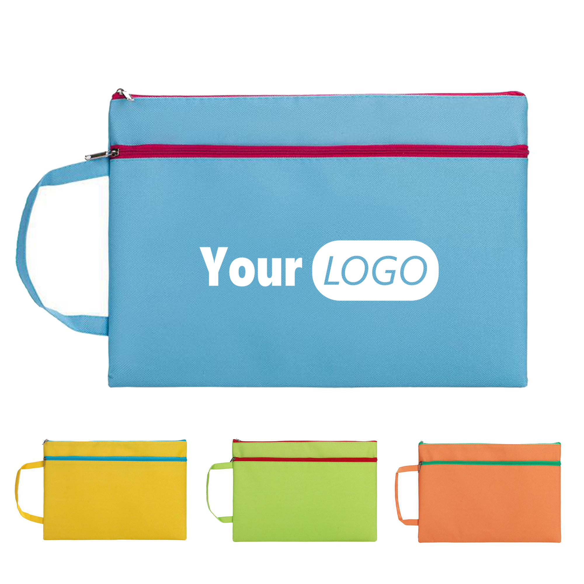 Colorful Canvas Dual-Zipper Document Bag, custom messenger bag with logo imprint 7