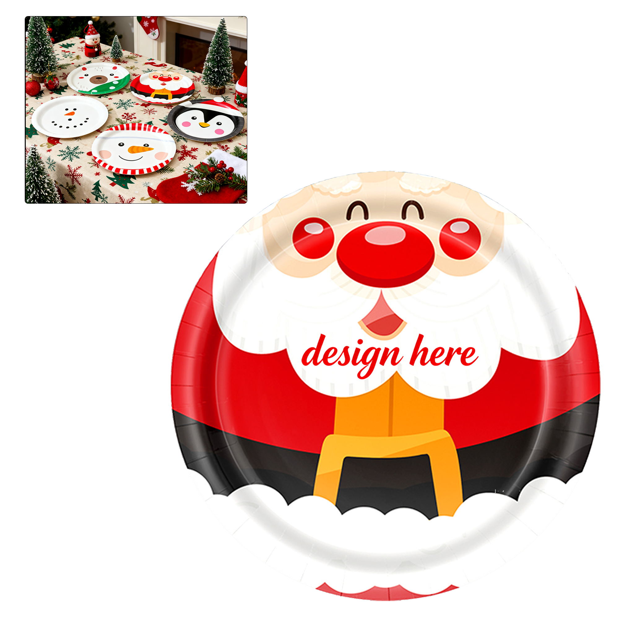 Custom Heavy Duty Disposable Plates Christmas Designs 4