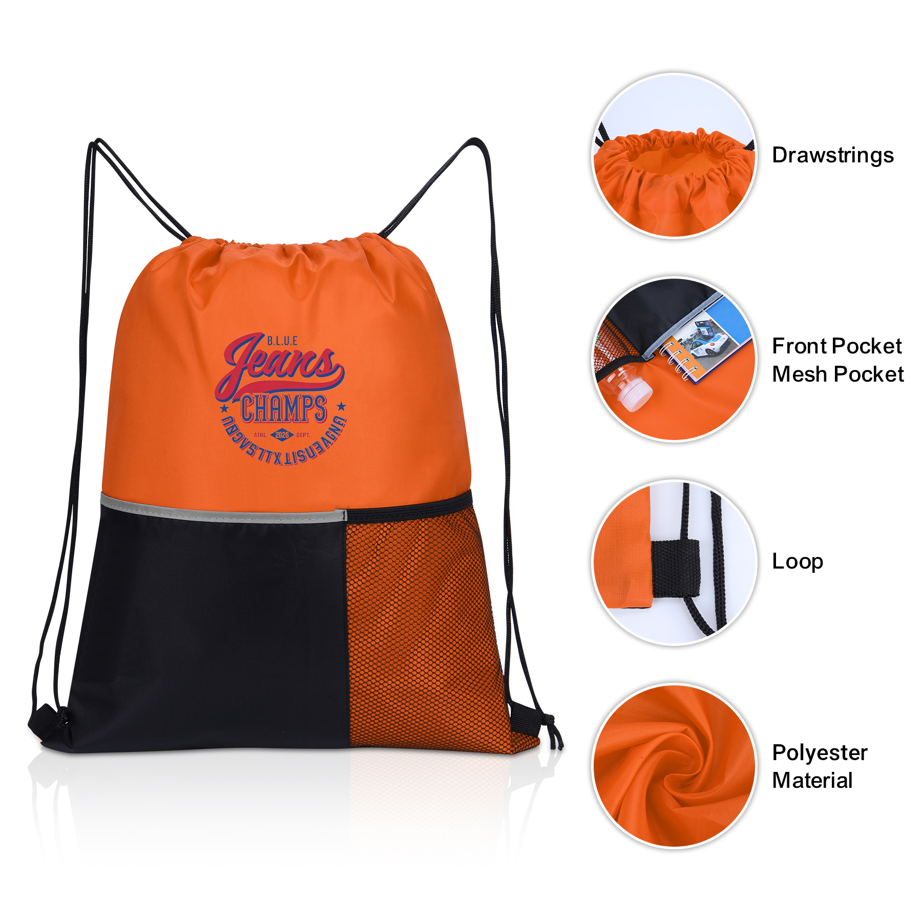 Dual Pocket Drawstring Backpack 50