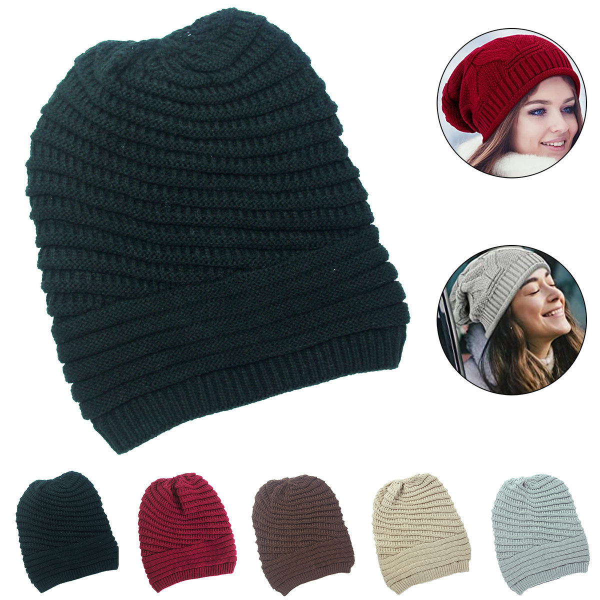 Women Chunky Knit Beanie Hats