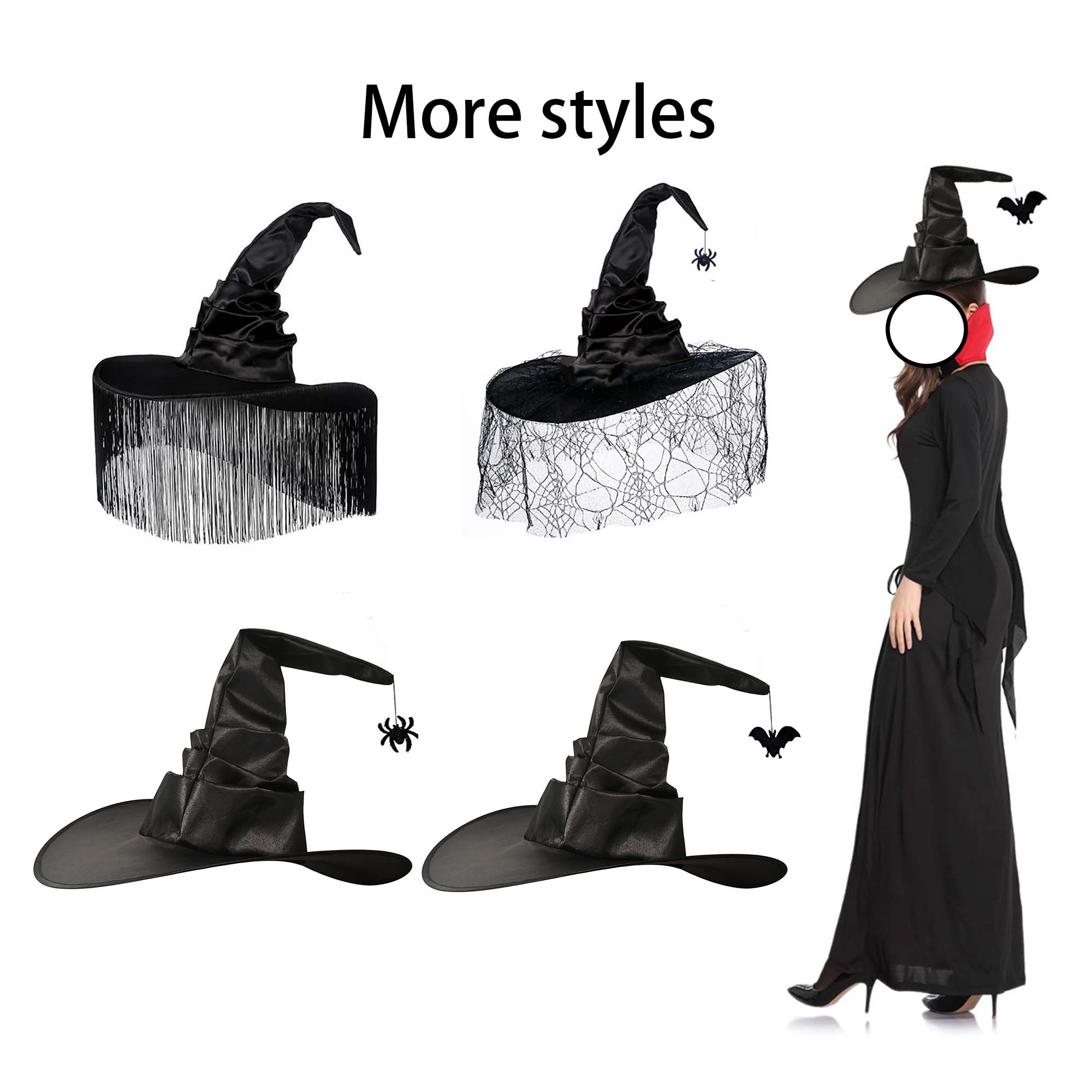 Halloween Black Witch Costume Hat 7
