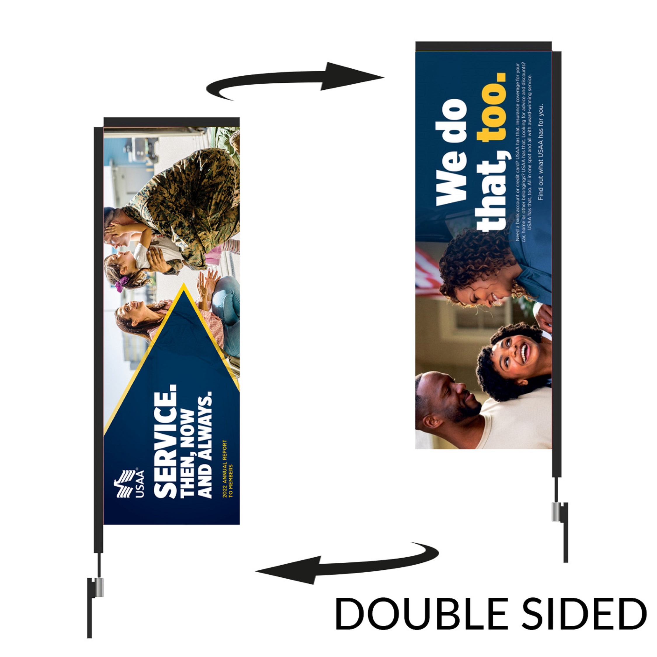 Rectangular Flag 10ft Carbon Fibler Kit (Pole Set, Metal Ground Stake &Carry Bag) Double Sided Print