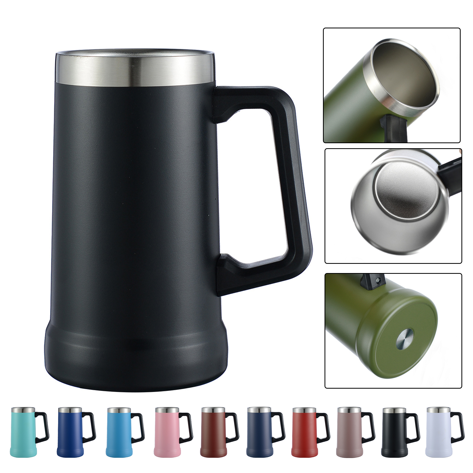 24oz Stainless Steel Big Grip Beer Mug 4