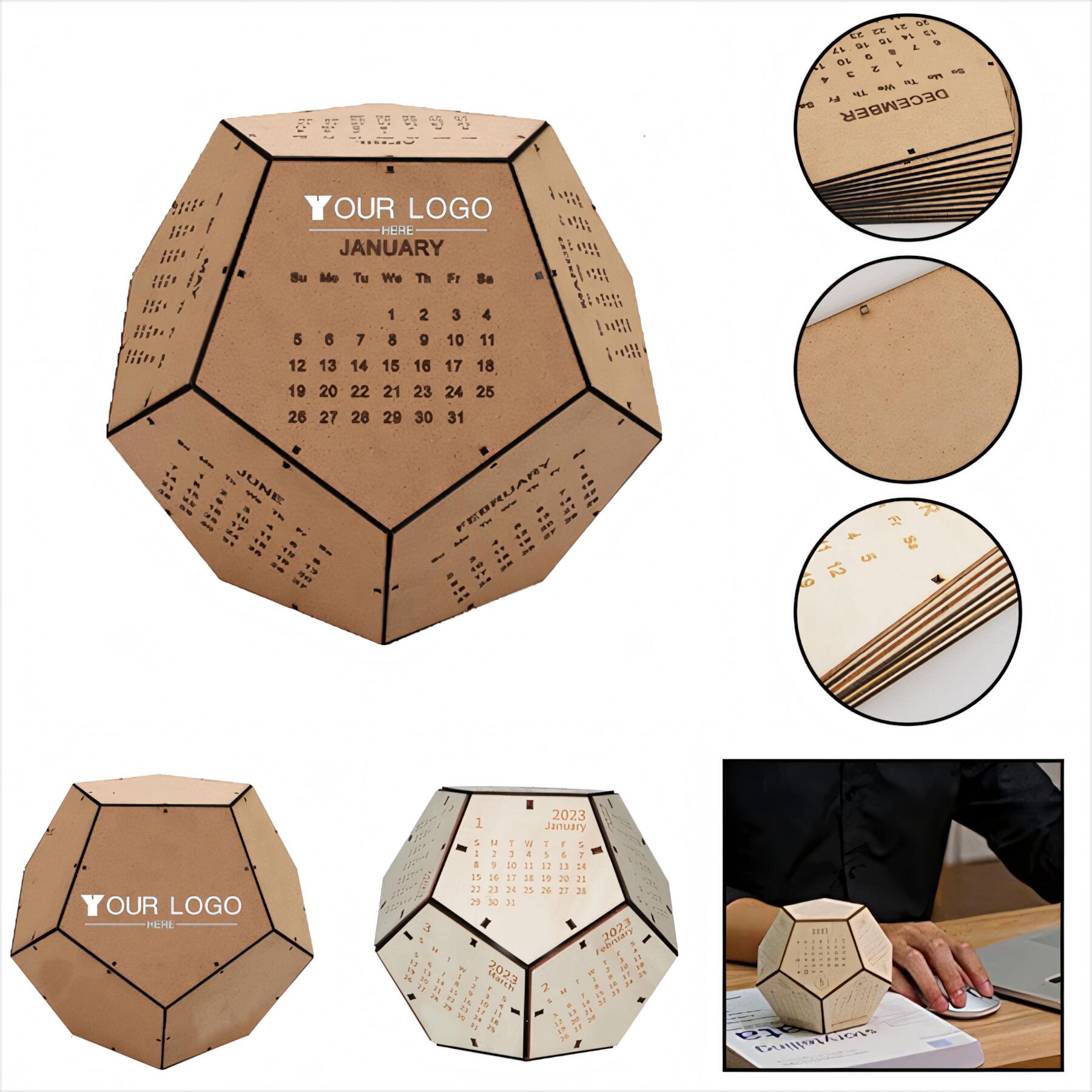 Wooden Desk Calendar 12-Sided