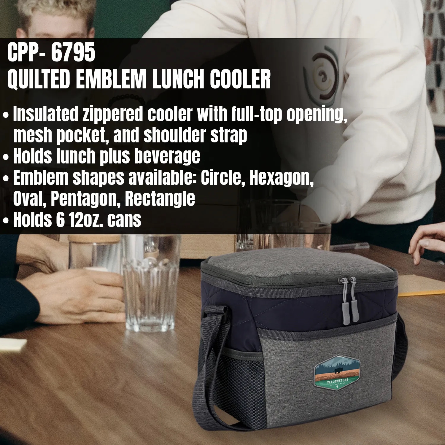 QUILTED EMBLEM LUNCH COOLER 3