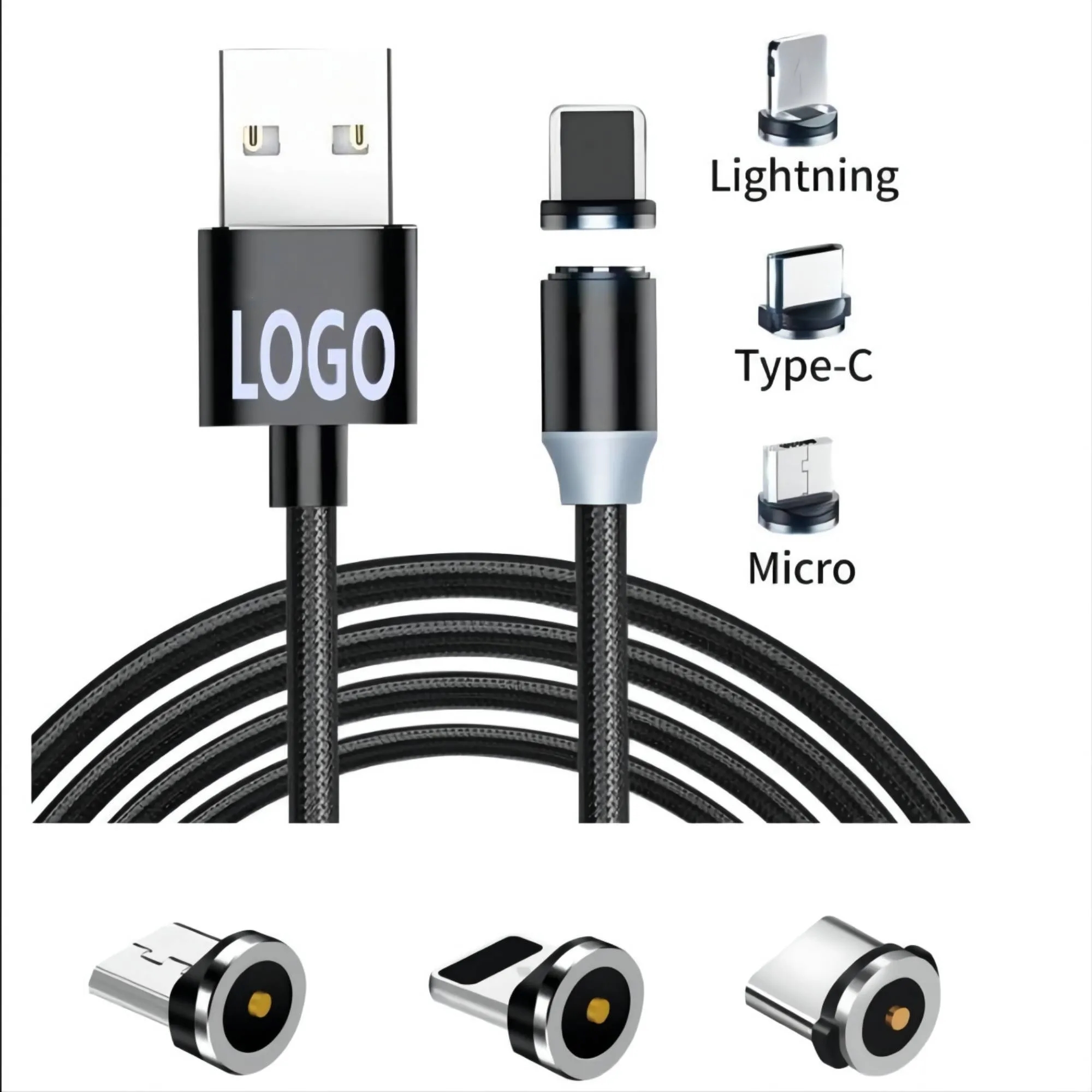 Magnetic 3-In-1 Travel Data Cable MOQ 100PCS 10