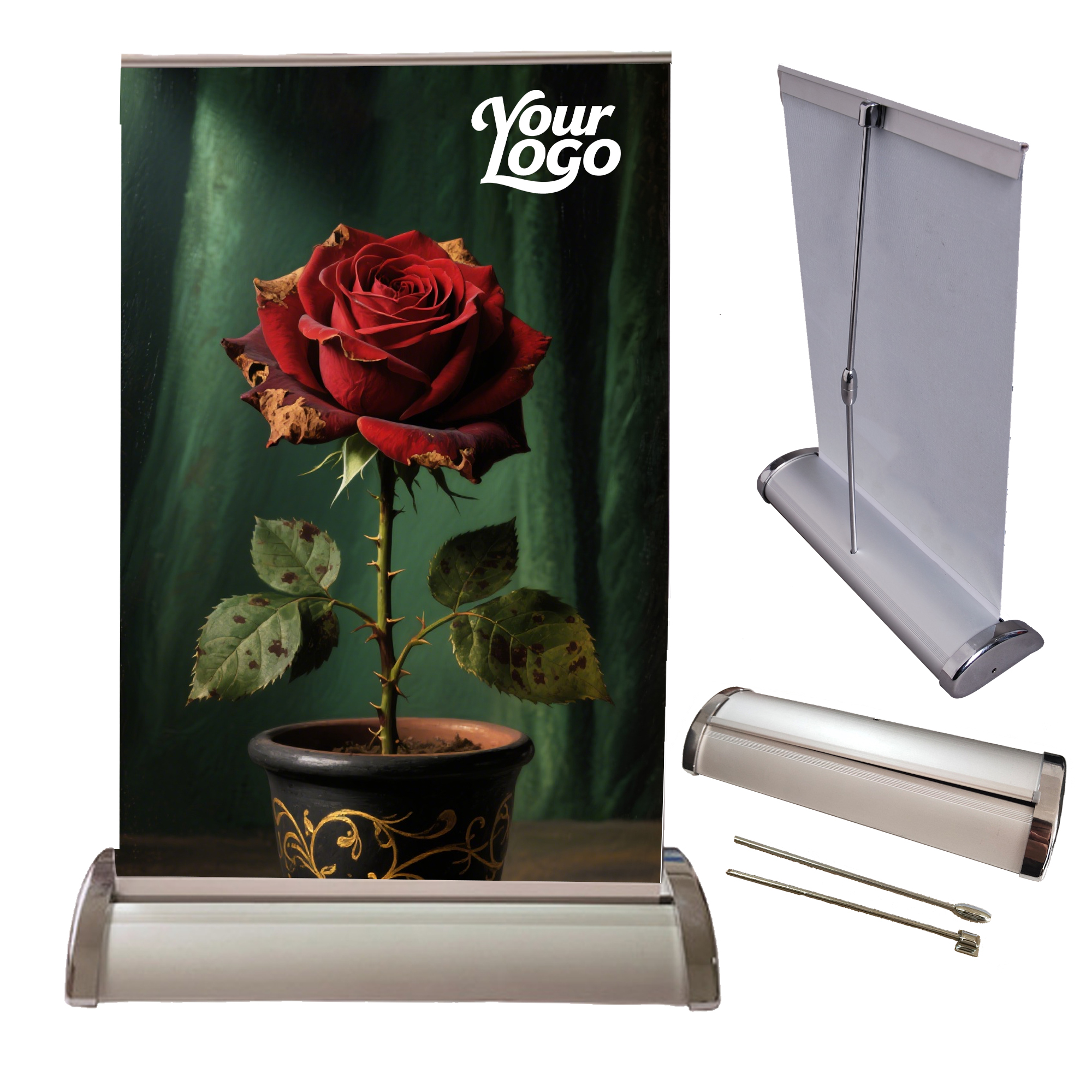 Mini Silver Retractable Banner Stand