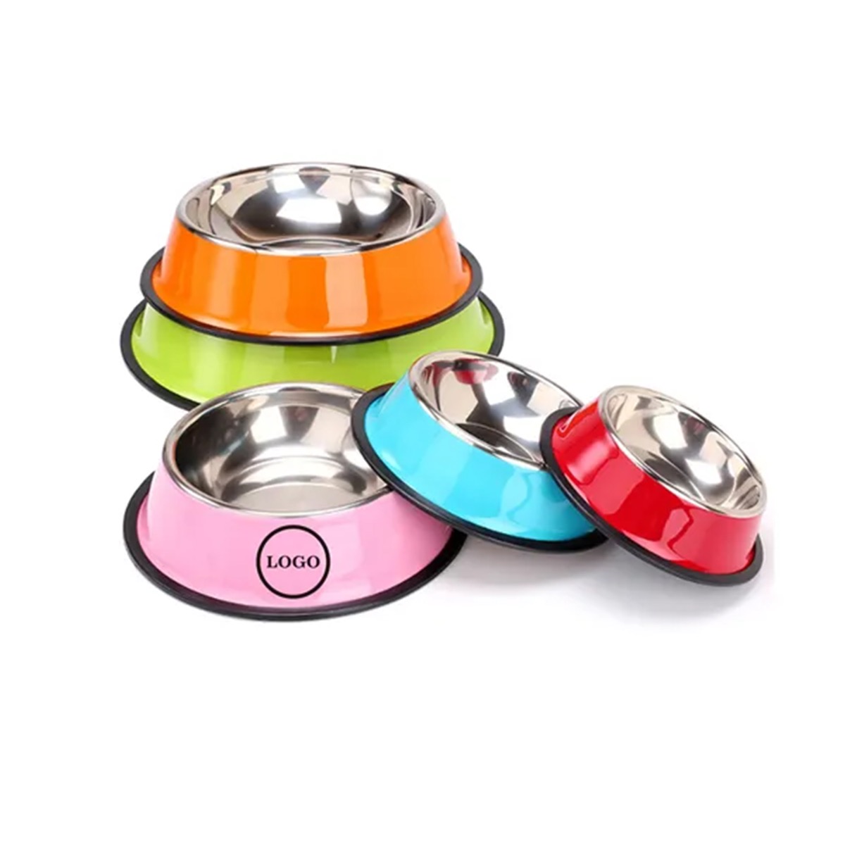 MOQ50 Double Walls Steel Pet Food Bowl 3