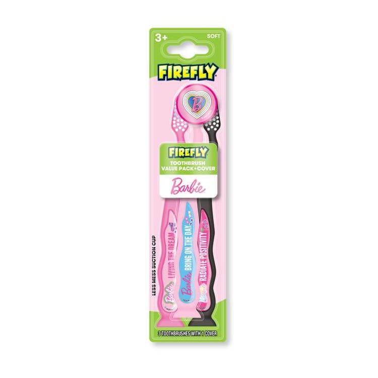 Kid's Barbie Soft Suction Toothbrush with Cap - 3 Ct 3