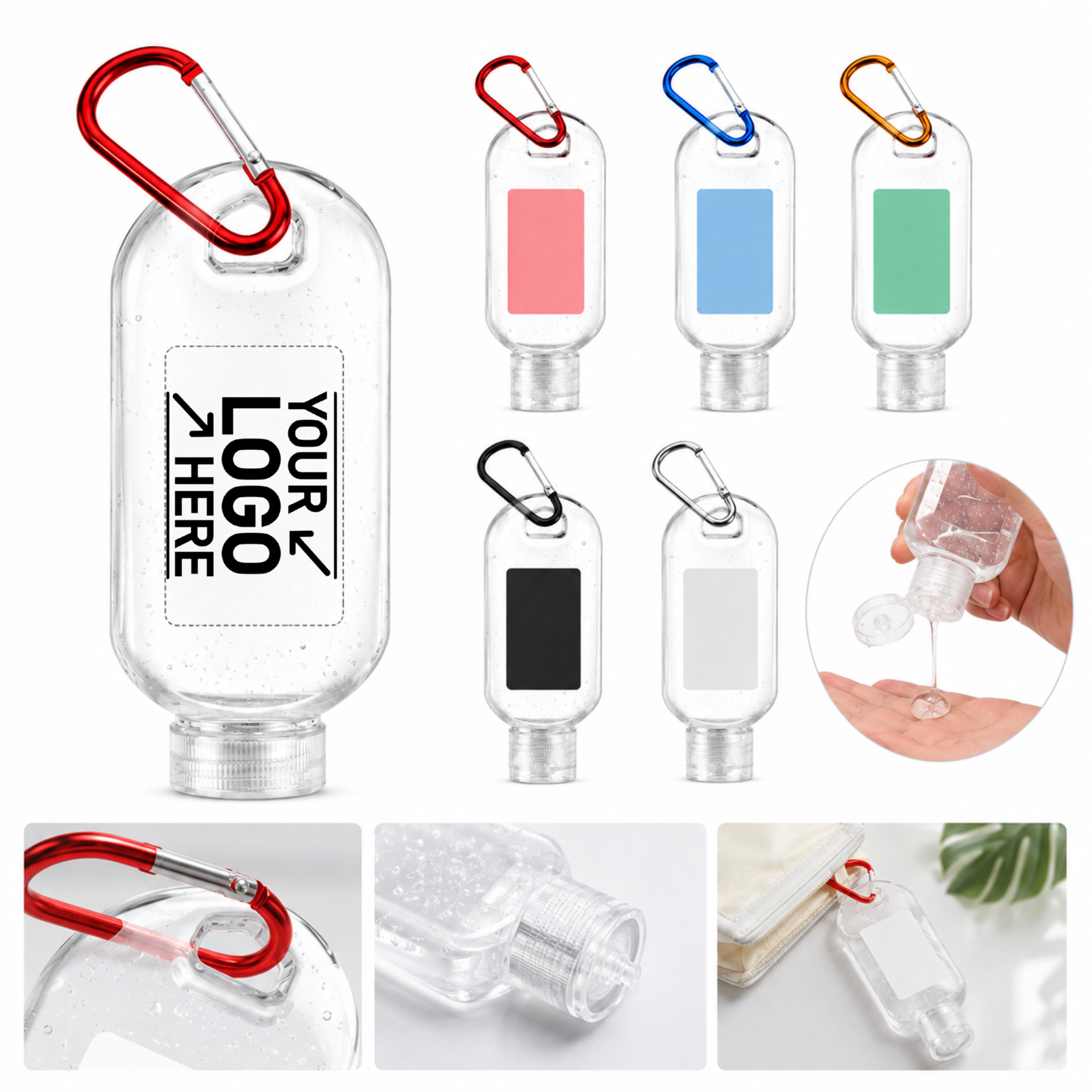 Gel Hand Sanitizer With Carabiner