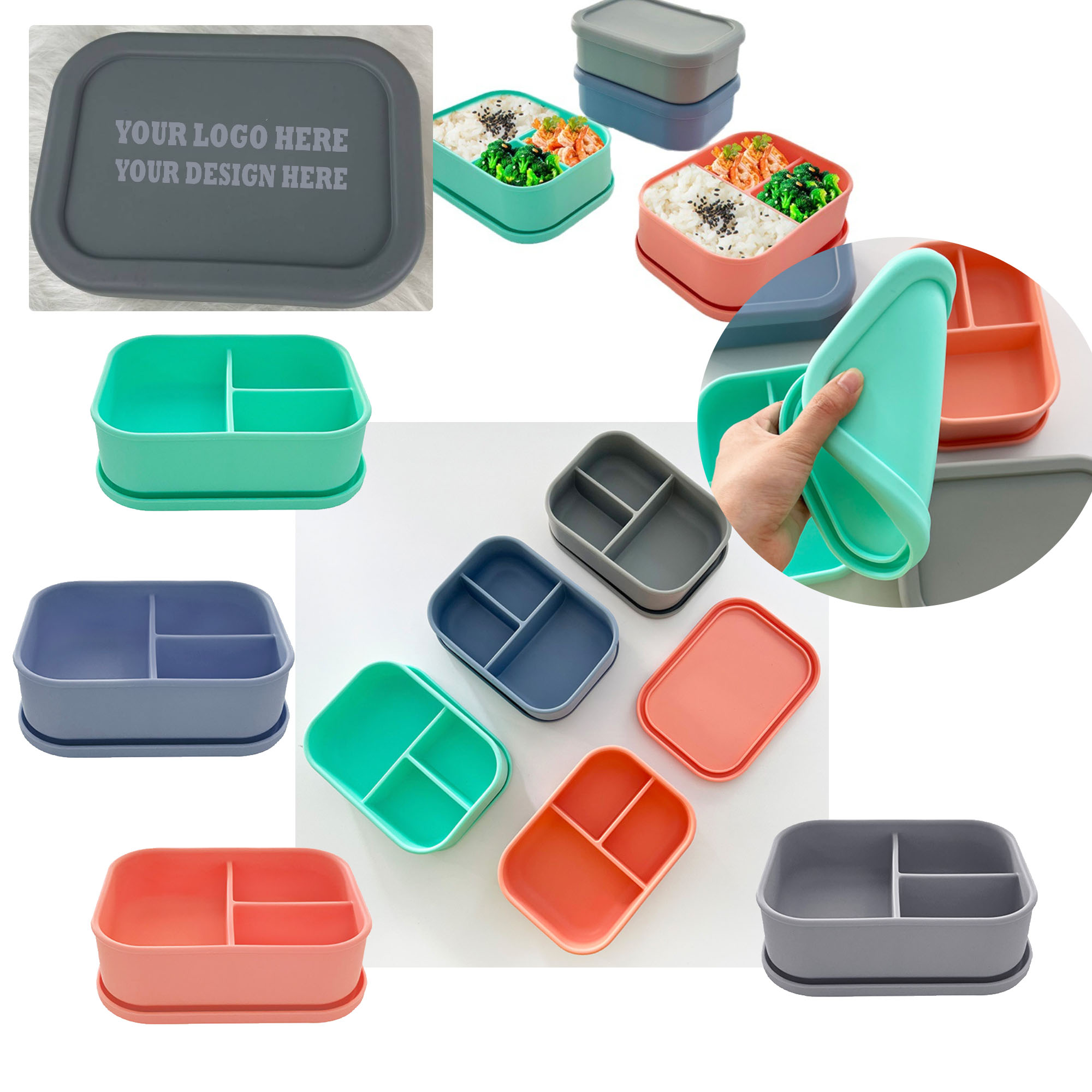 MOQ50 Food-Grade Silicone Lunch Box