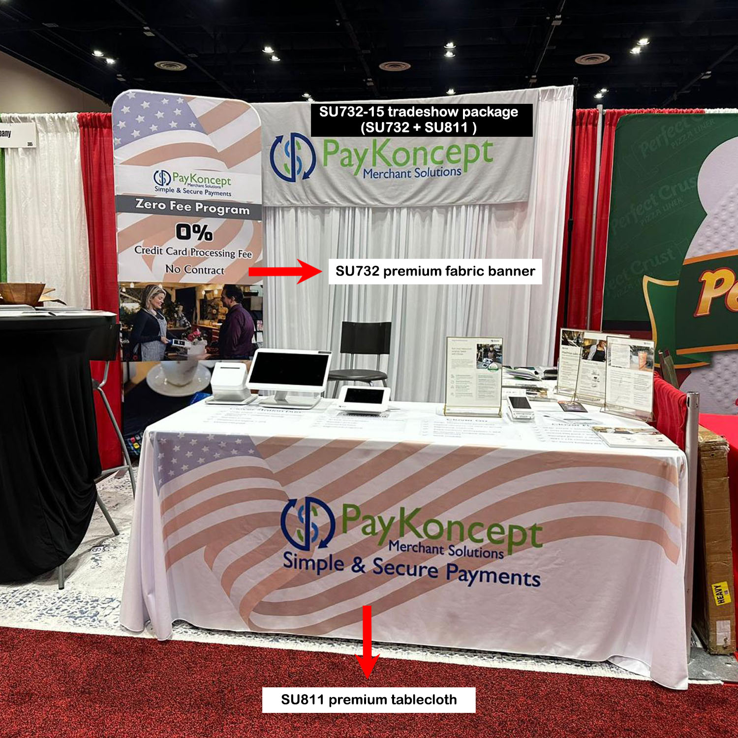 24Hr Express Ship-Tradeshow Booth Package,3'W x 96"h EuroFit Tension Fabric Display & 6' Tablecloth 25
