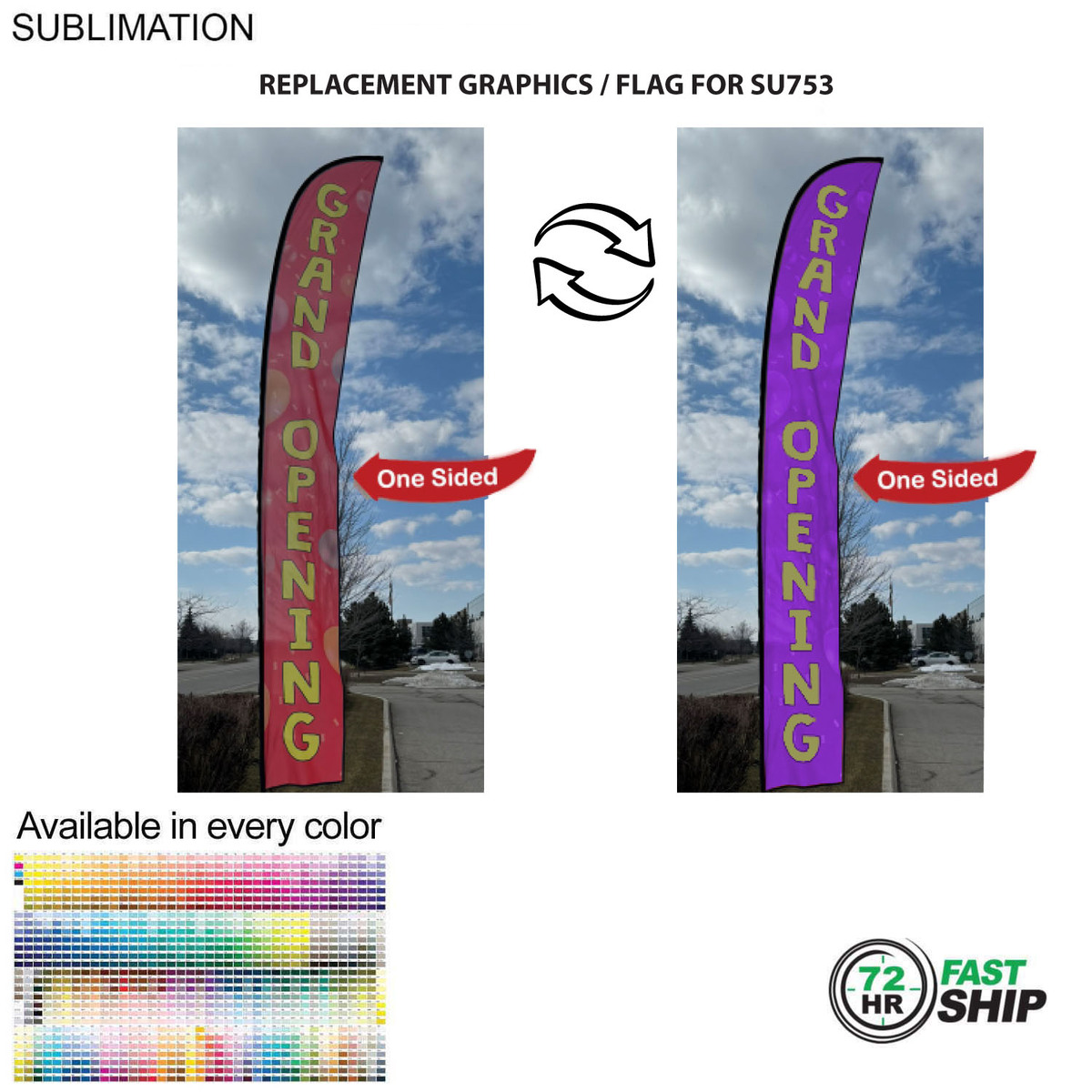 fiel 72Hr Fast Ship - Replacement Flag for 19' X-Large Feather Flag Kit Full Color Graphics One Side #SU853-5