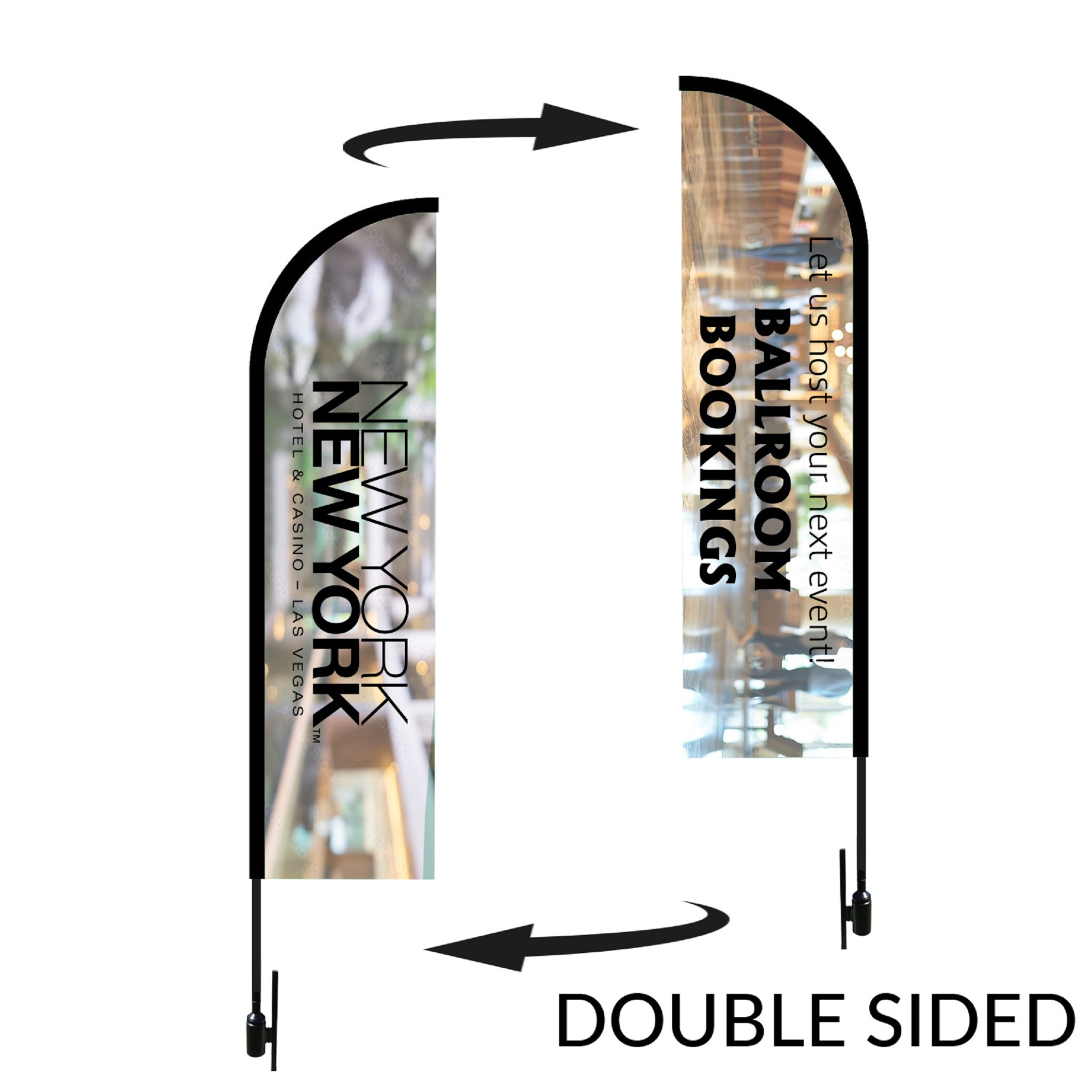 Bow Flag 12 ft Height Carbon Fiber Kit (Pole Set, Metal Ground Stake & Carry Bag/Double Sided Print)