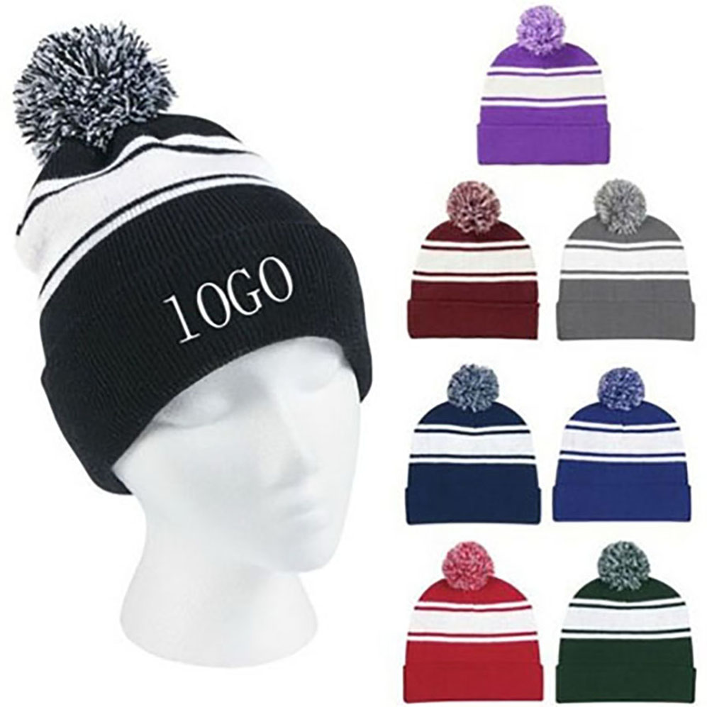 Ribbed Knit Beanie with POM