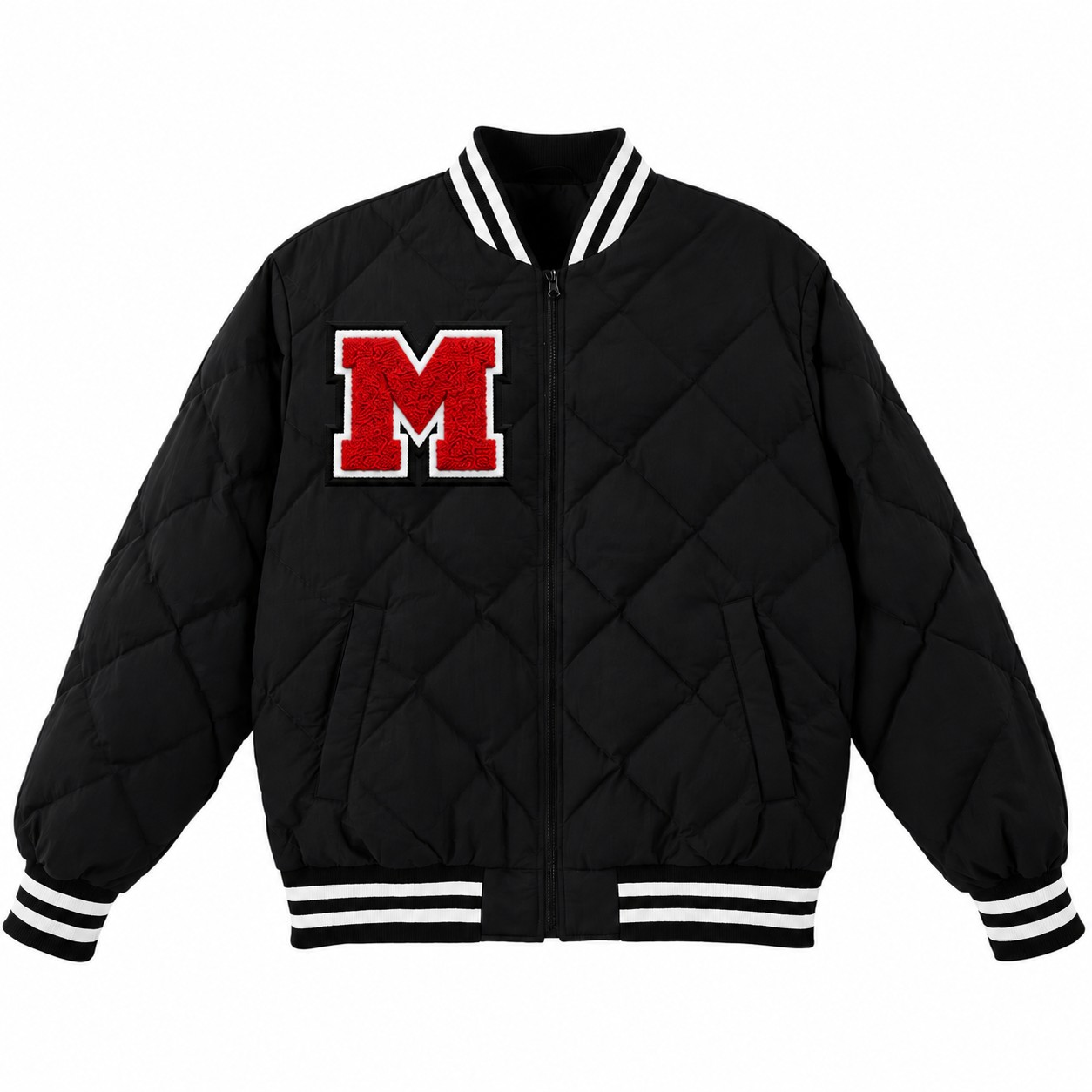 Unisex Down-Filled Lightweight Varsity Jacket/Chenille Patch