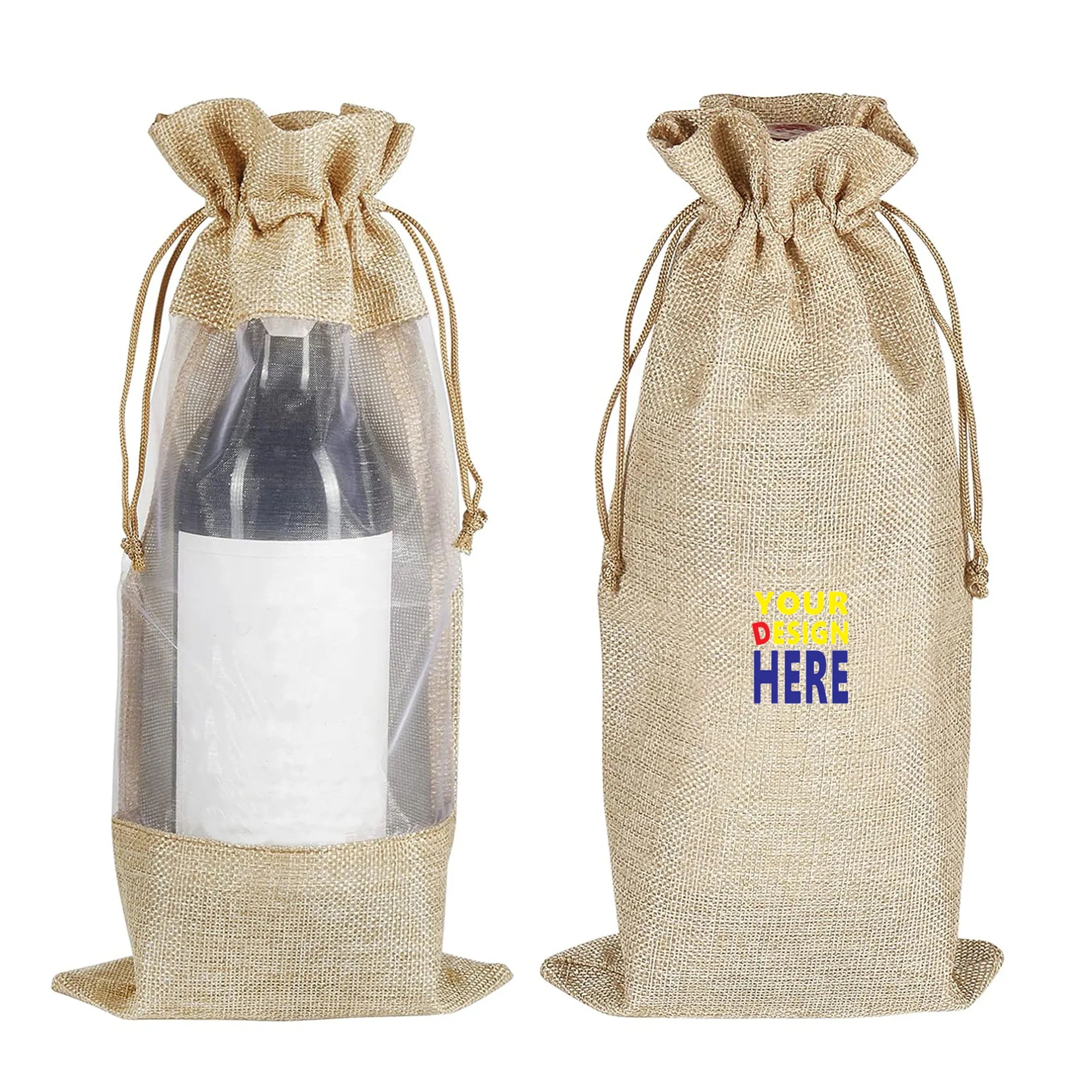 Burlap Wine Bottle Gift Bags 750ml
