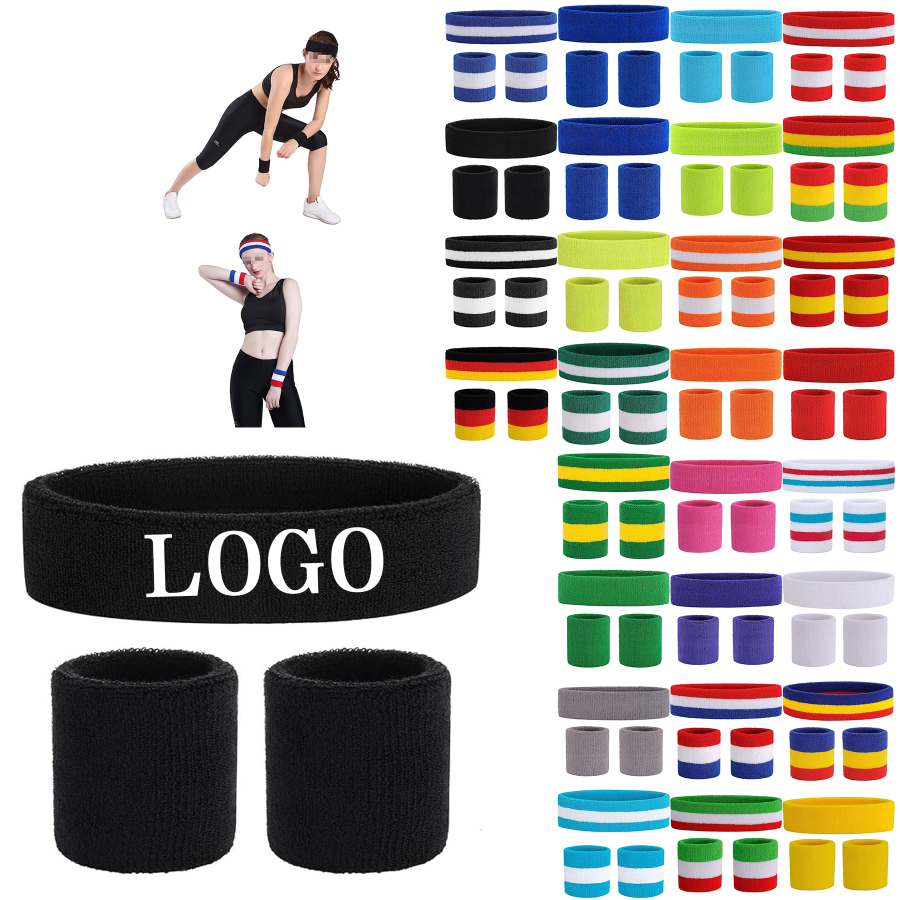Sweatbands Exercise Eadband Wristband Set 60