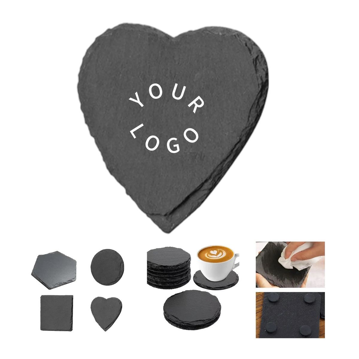 Natural Slate Coaster with Custom Branding for Heat Resistance
