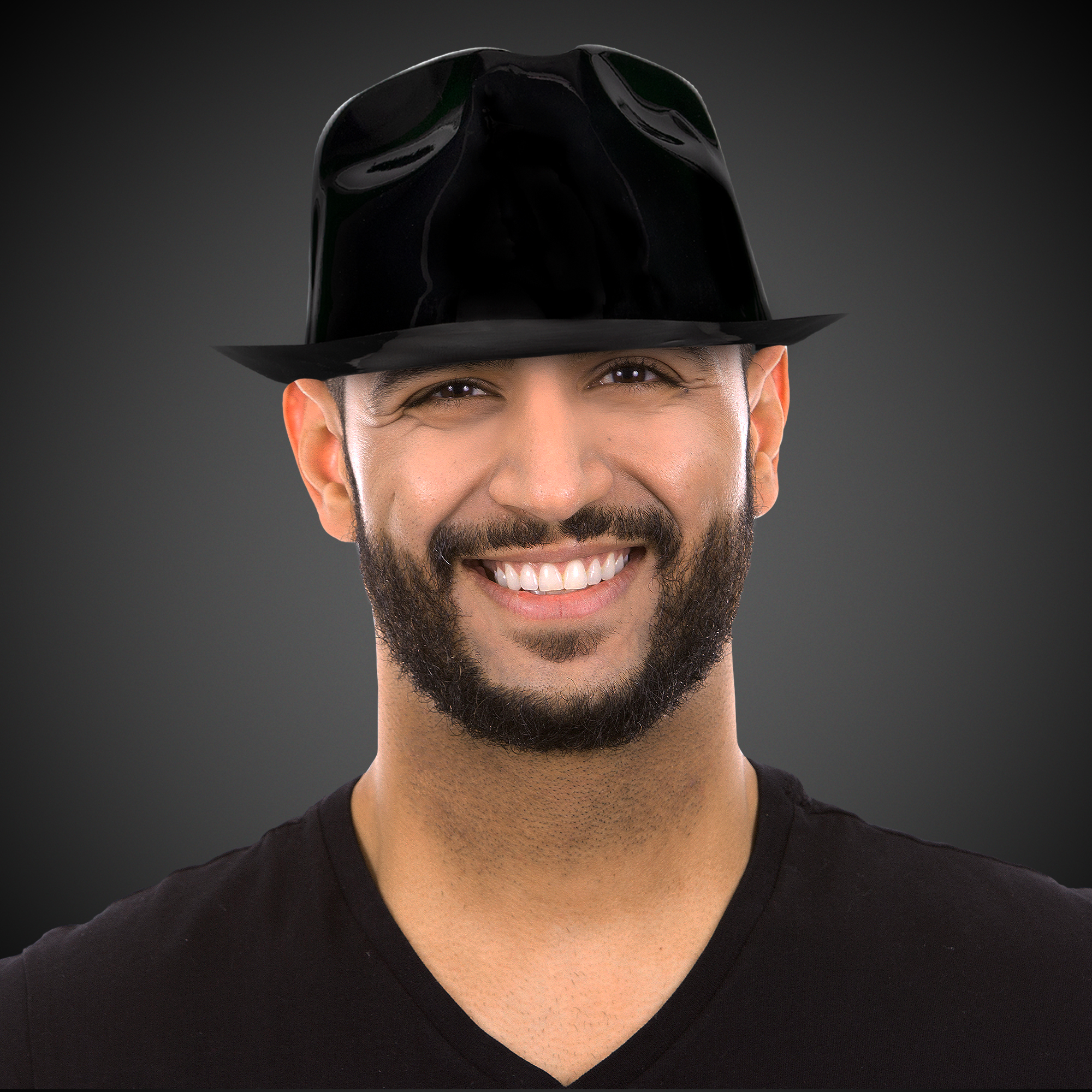 Black Plastic Gangster Fedora Hat 9