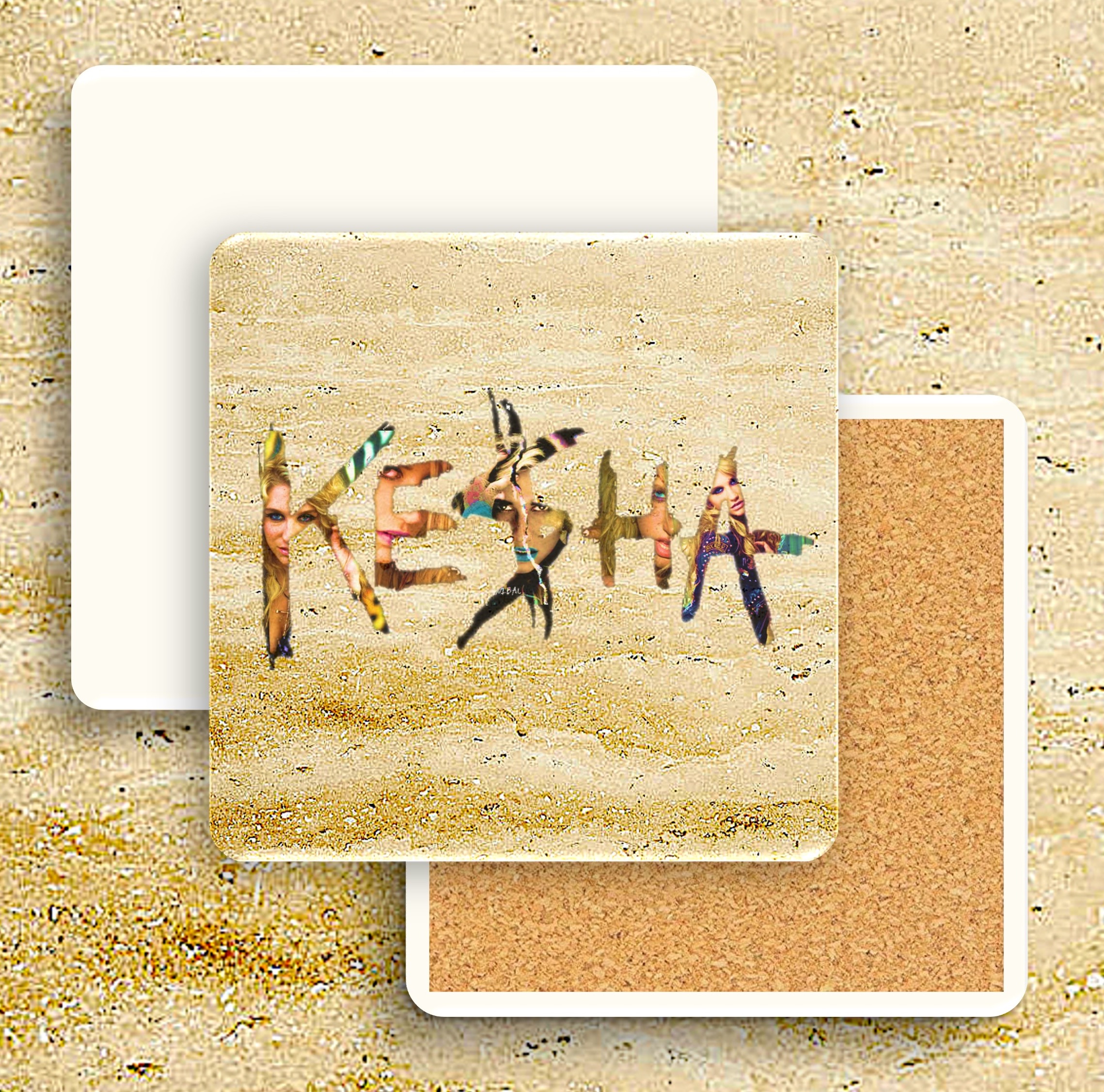 Faux Tan Marble Printed Square Coaster