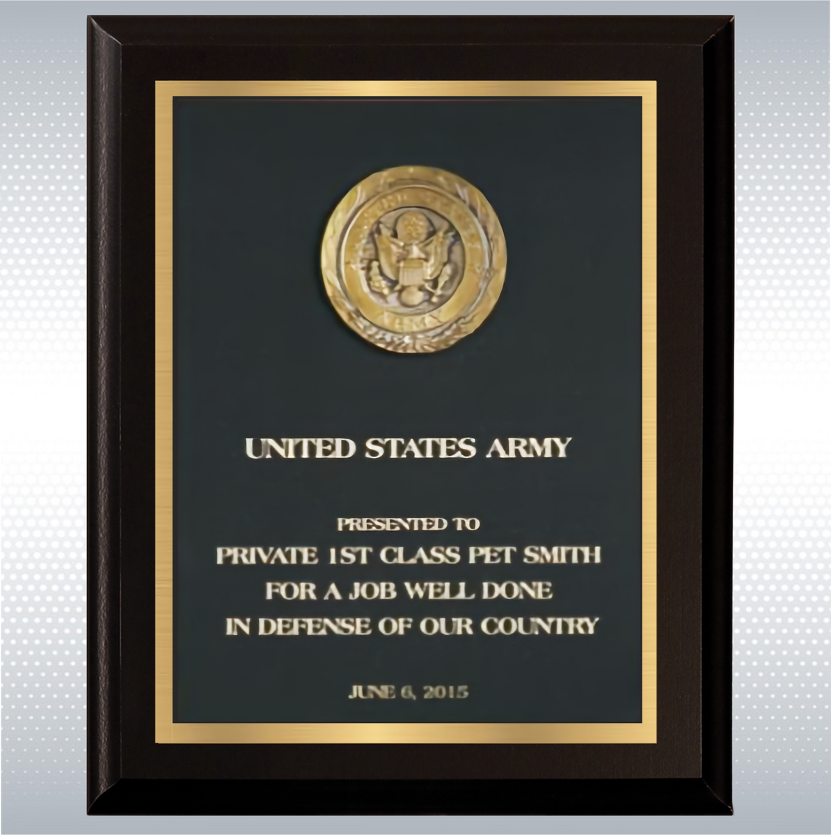 Black Finish Plaque W/ Medal 7