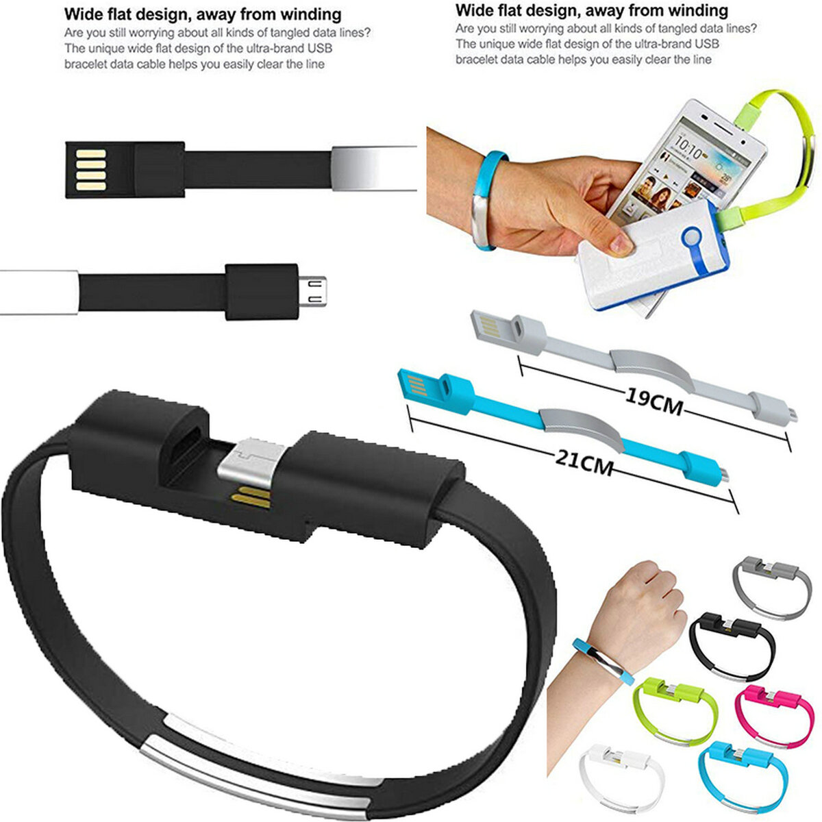 Silicone bracelet USB Data cable