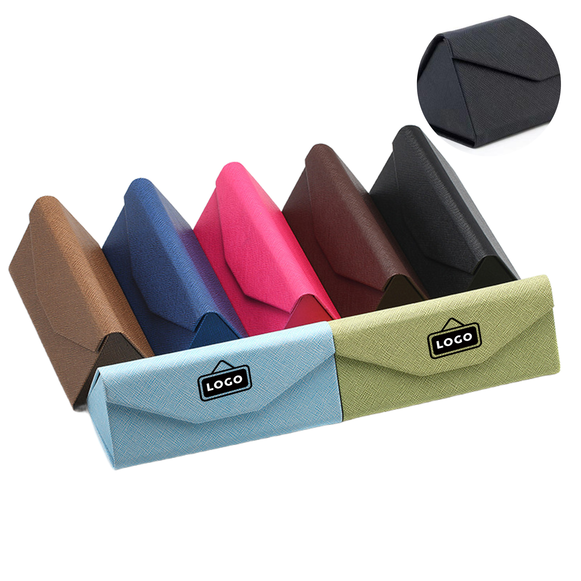 MOQ 50 Custom PU Leather Sunglasses Case with Soft Interior 4