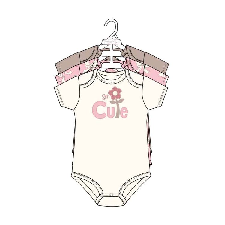 3pk Girls Short Sleeve Creepers Size 0-9M 3