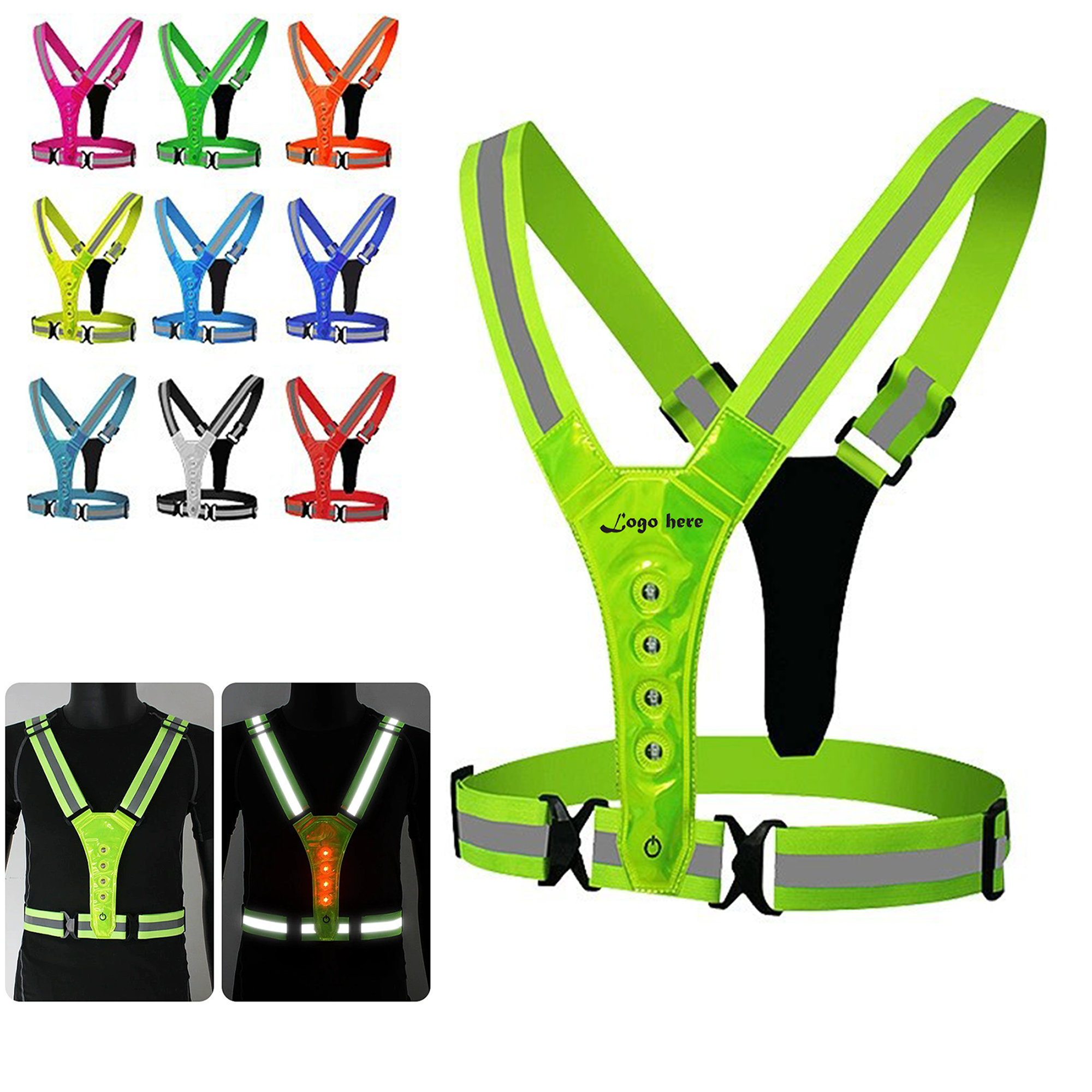 LED Light V-Type Reflective Safety Vest 3