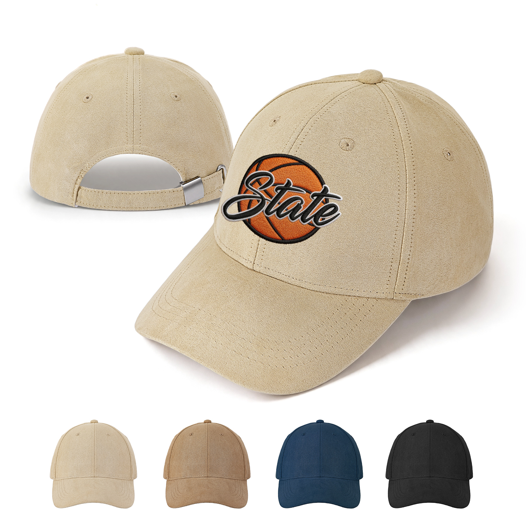 Structured Polyester Suede Baseball Cap