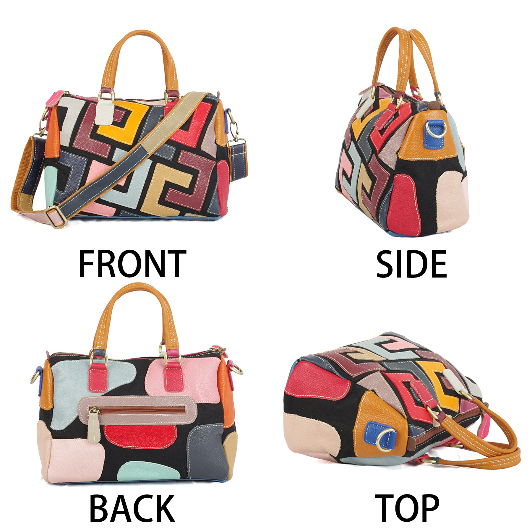 Genuine Leather Geometric colourful contrast cross-body bag 8