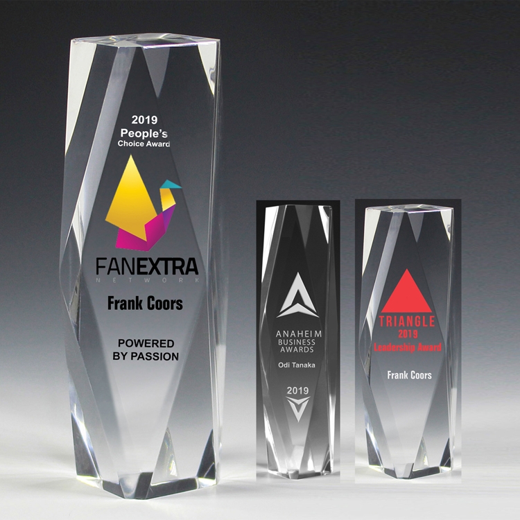 Laser Engraved 2" Thick Obelisk Acrylic Awards 1