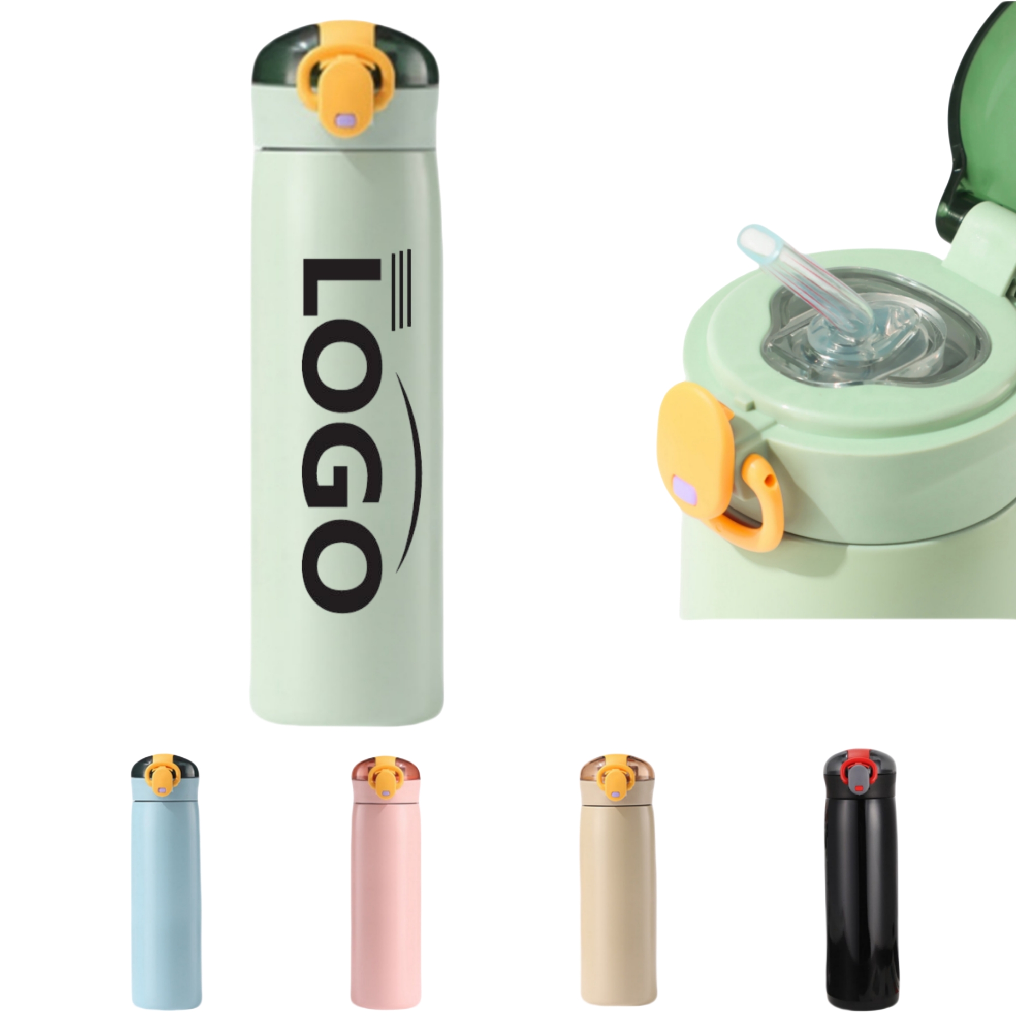 16oz Insulated Stainless Steel Water Bottle With Straw, custom water bottle with logo imprint 7