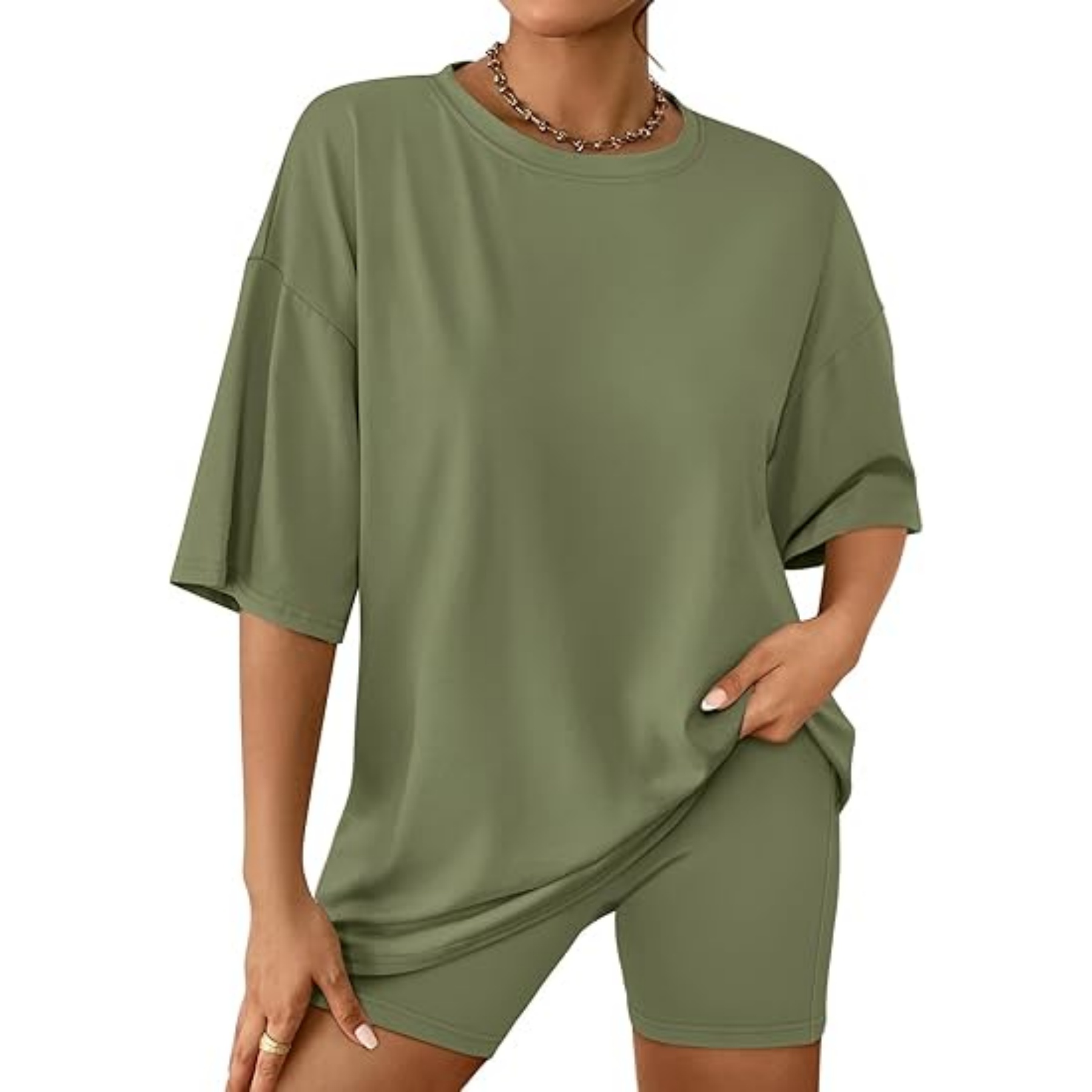Womens Summer Oversized Tshirts Biker Shorts 22