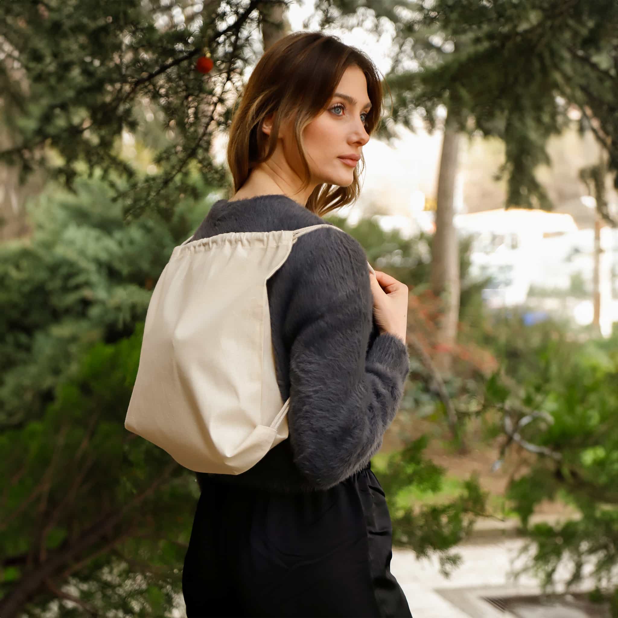 Small Canvas Drawstring Backpack 18