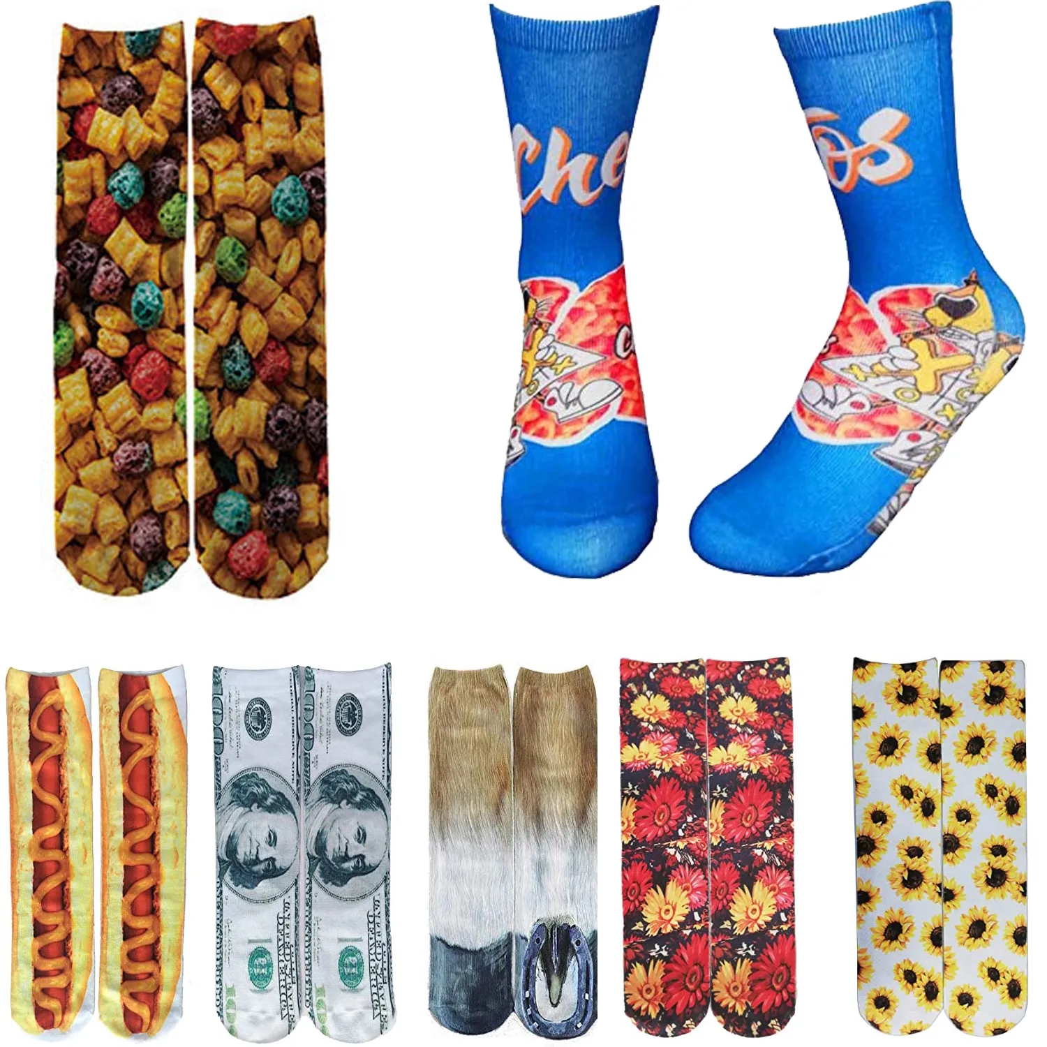 3D Print Novelty Cute Casual Crew Tube Socks 6